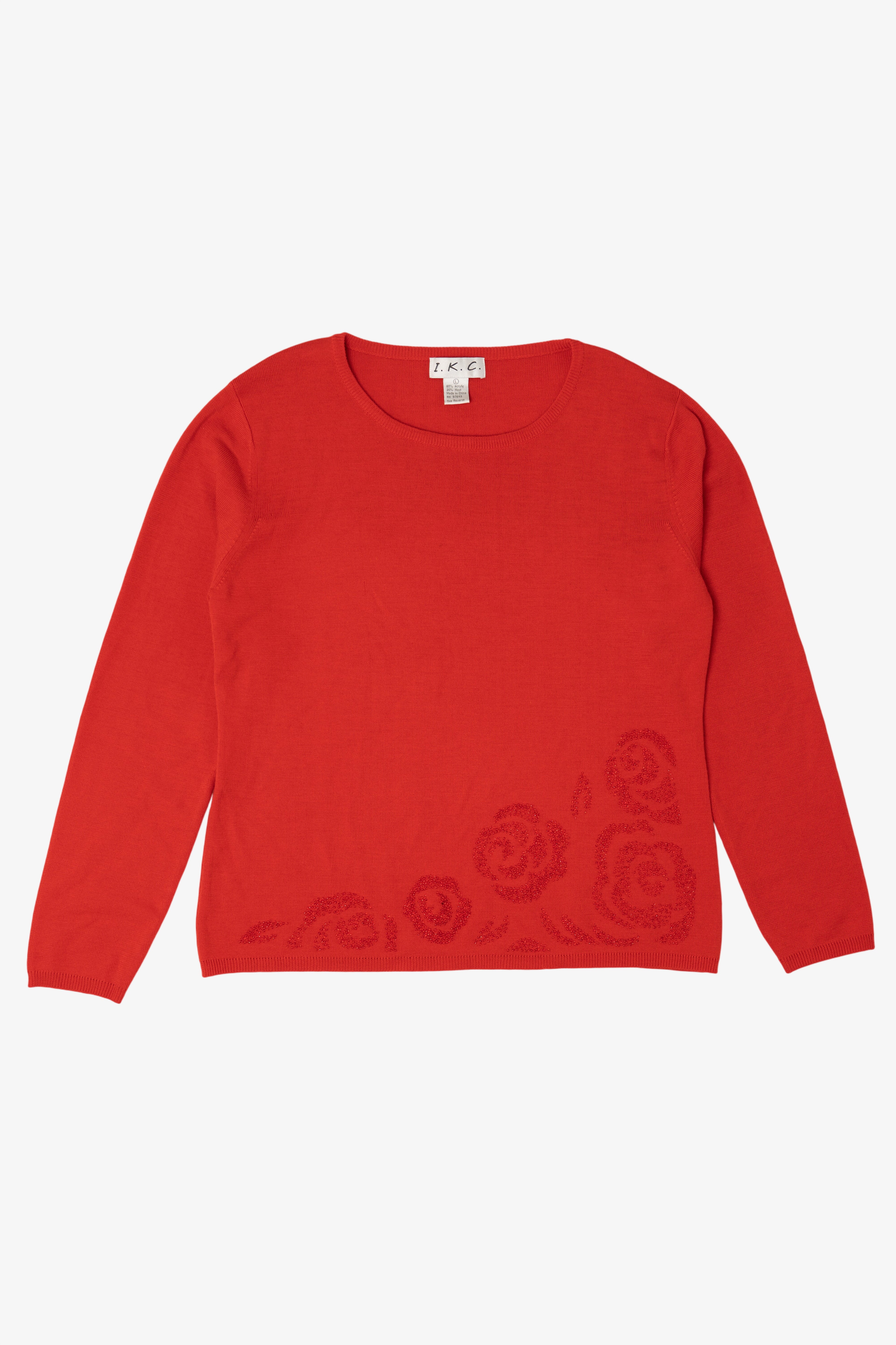Vintage Red I.K.C Bead Embroidered Sweater (1990s)