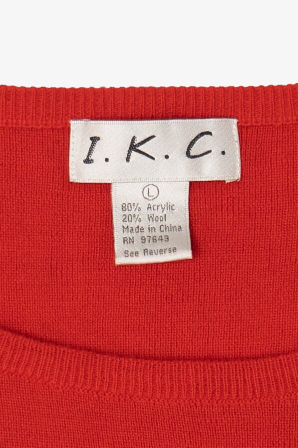 Vintage Red I.K.C Bead Embroidered Sweater (1990s)