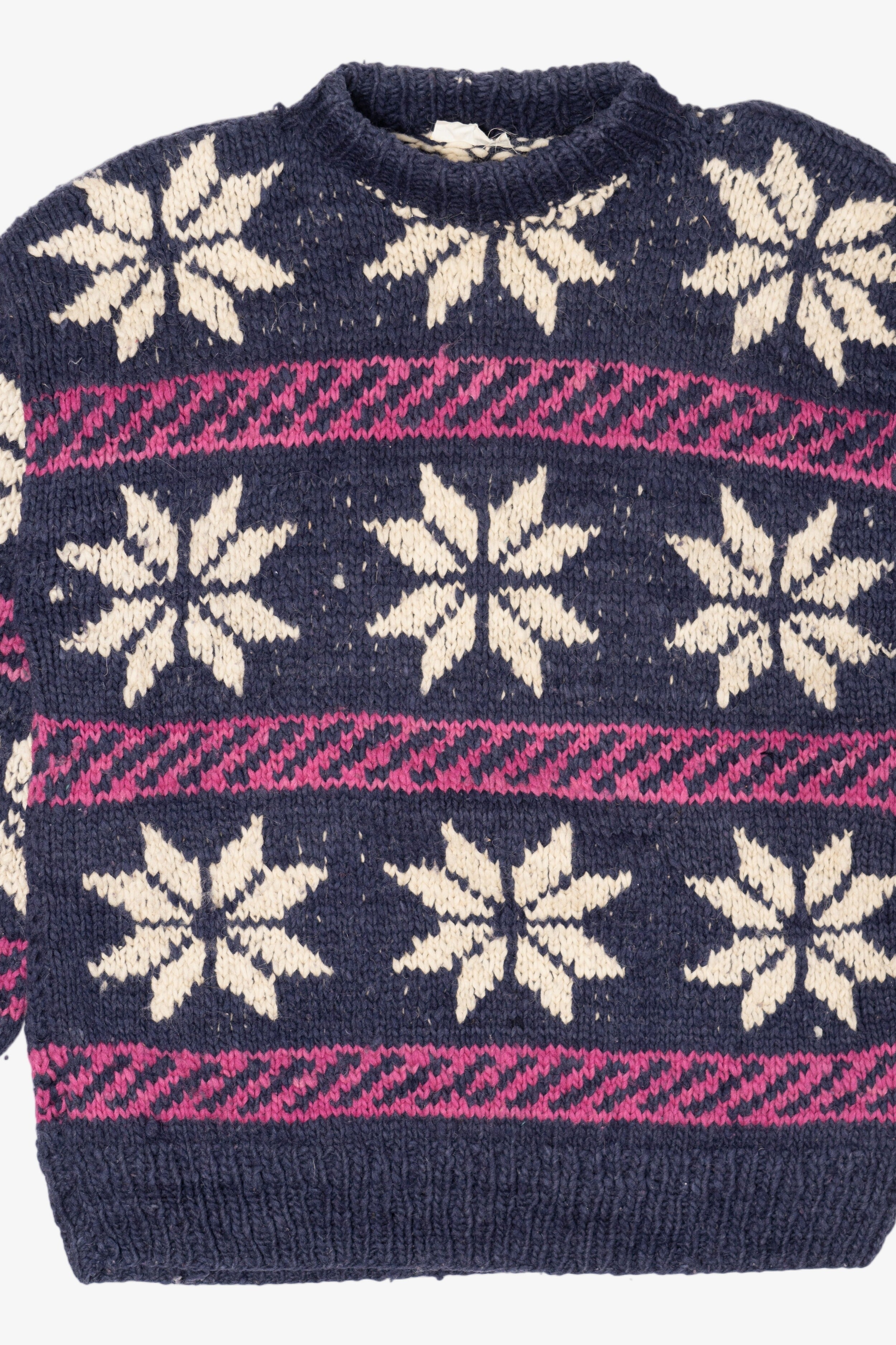 Vintage Navy Blue Snowflake Pattern Reywear Sweater (1980s)