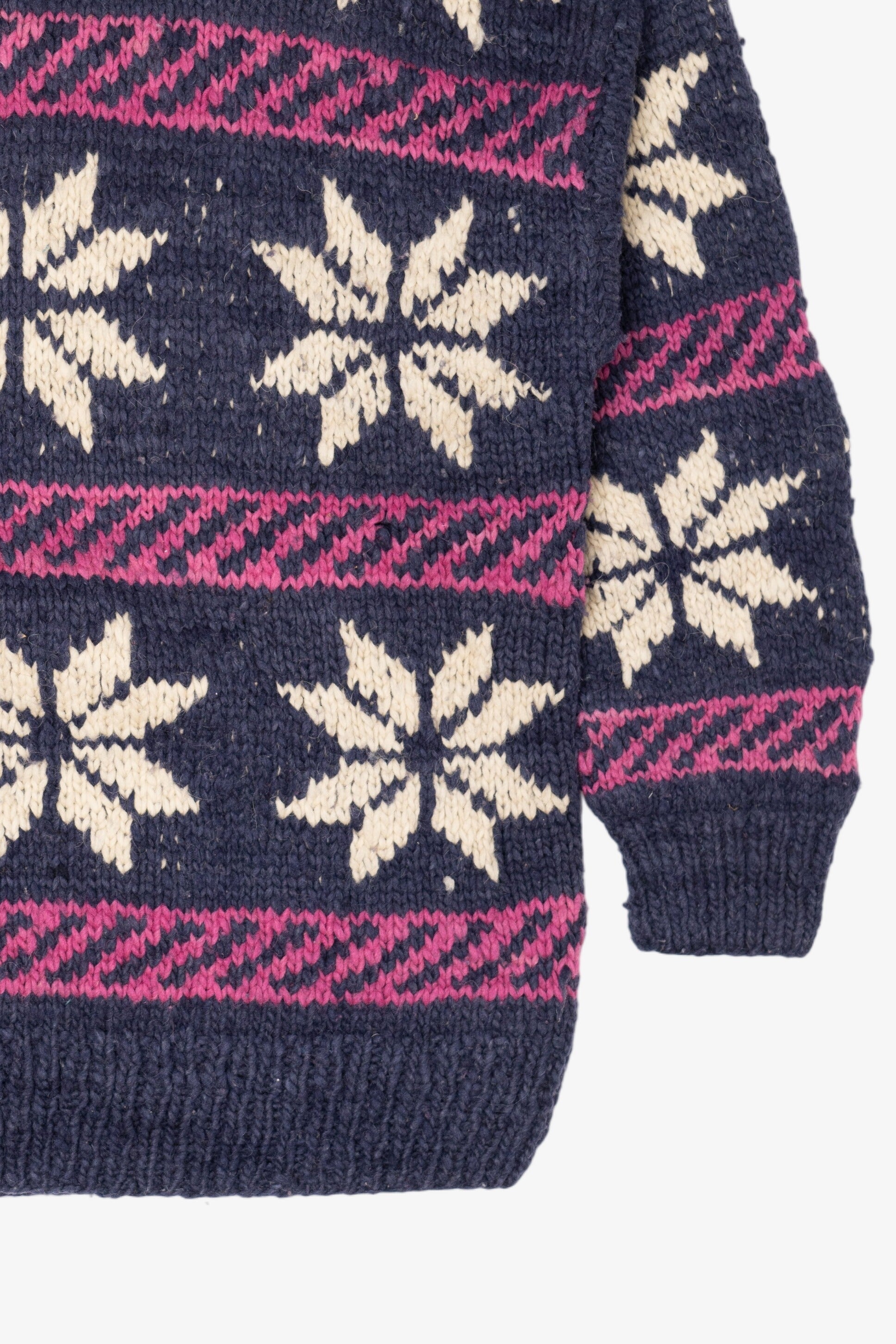 Vintage Navy Blue Snowflake Pattern Reywear Sweater (1980s)