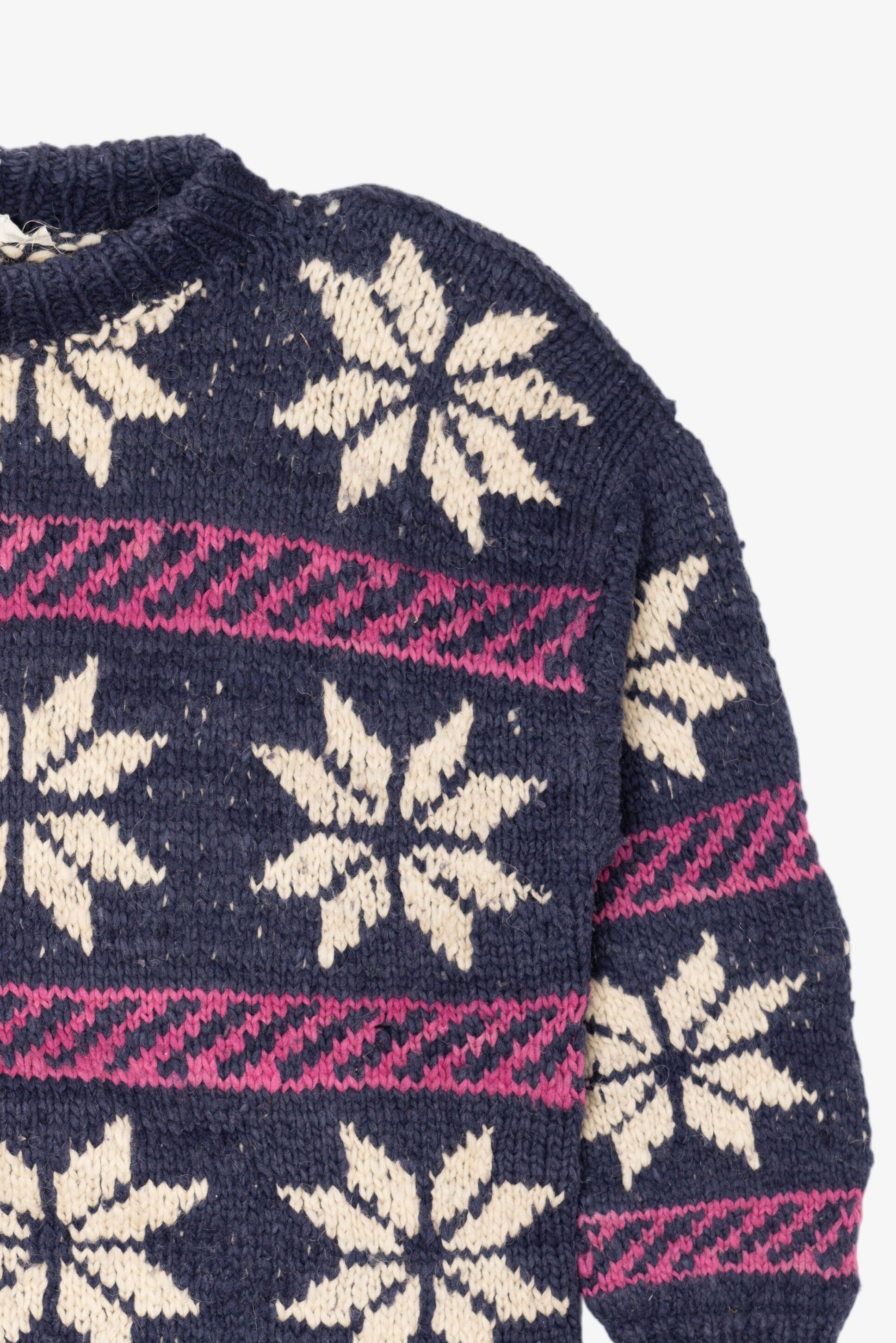 Vintage Navy Blue Snowflake Pattern Reywear Sweater (1980s)