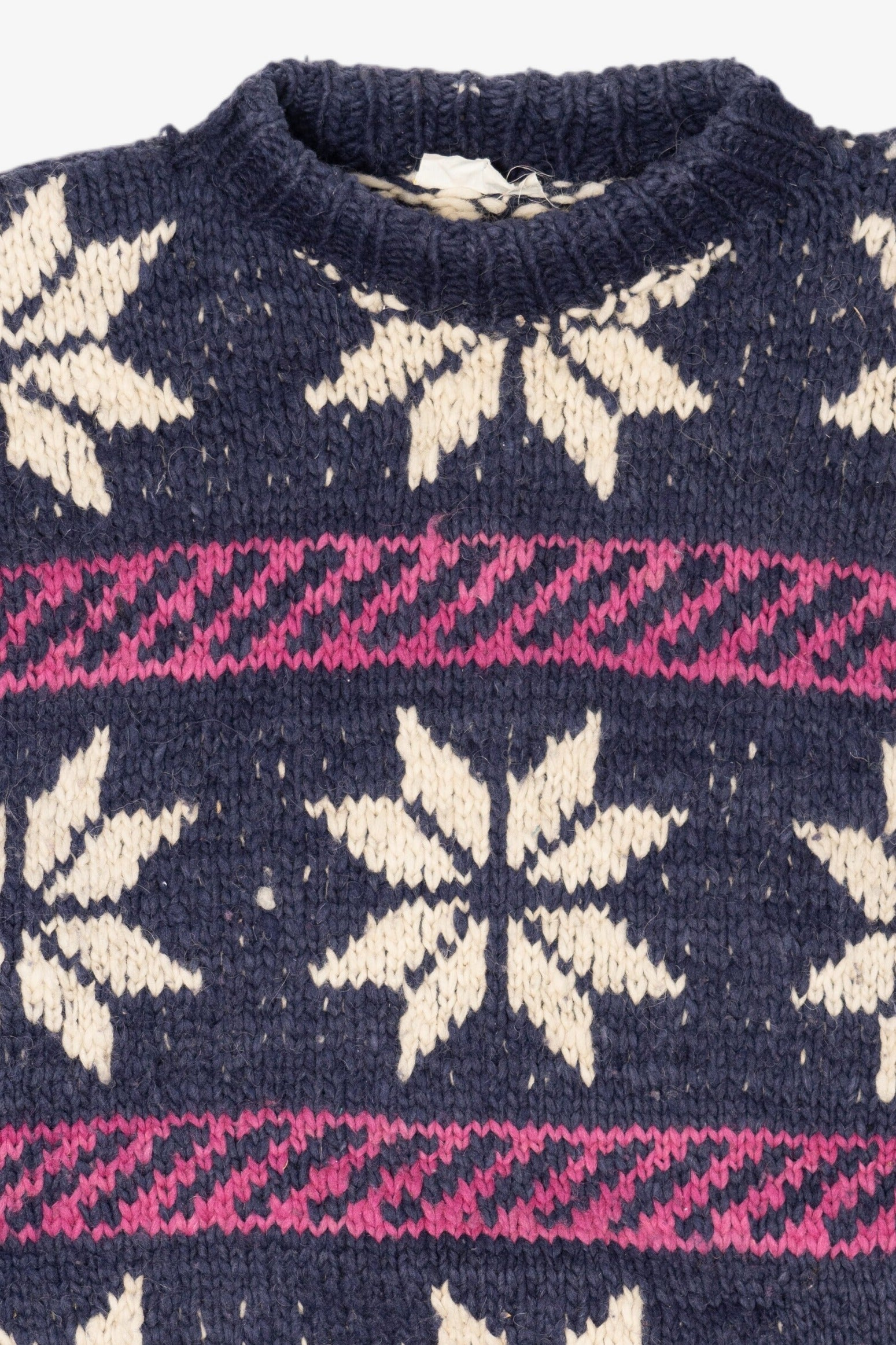 Vintage Navy Blue Snowflake Pattern Reywear Sweater (1980s)