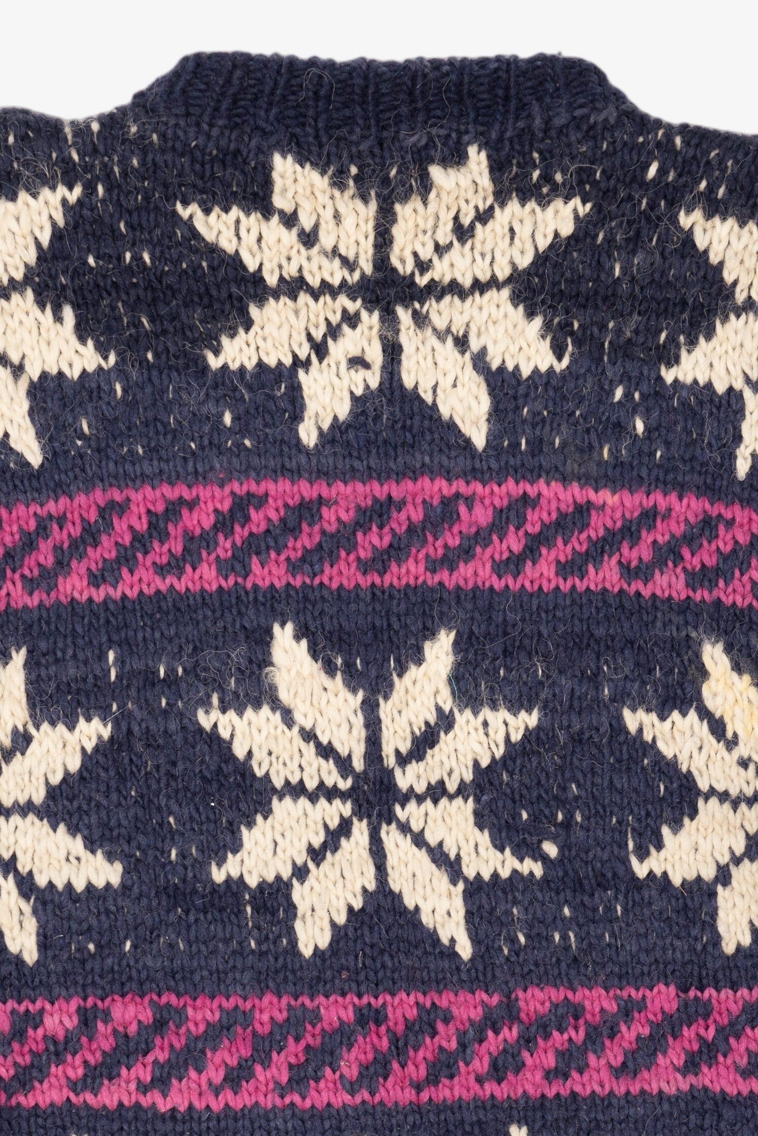 Vintage Navy Blue Snowflake Pattern Reywear Sweater (1980s)