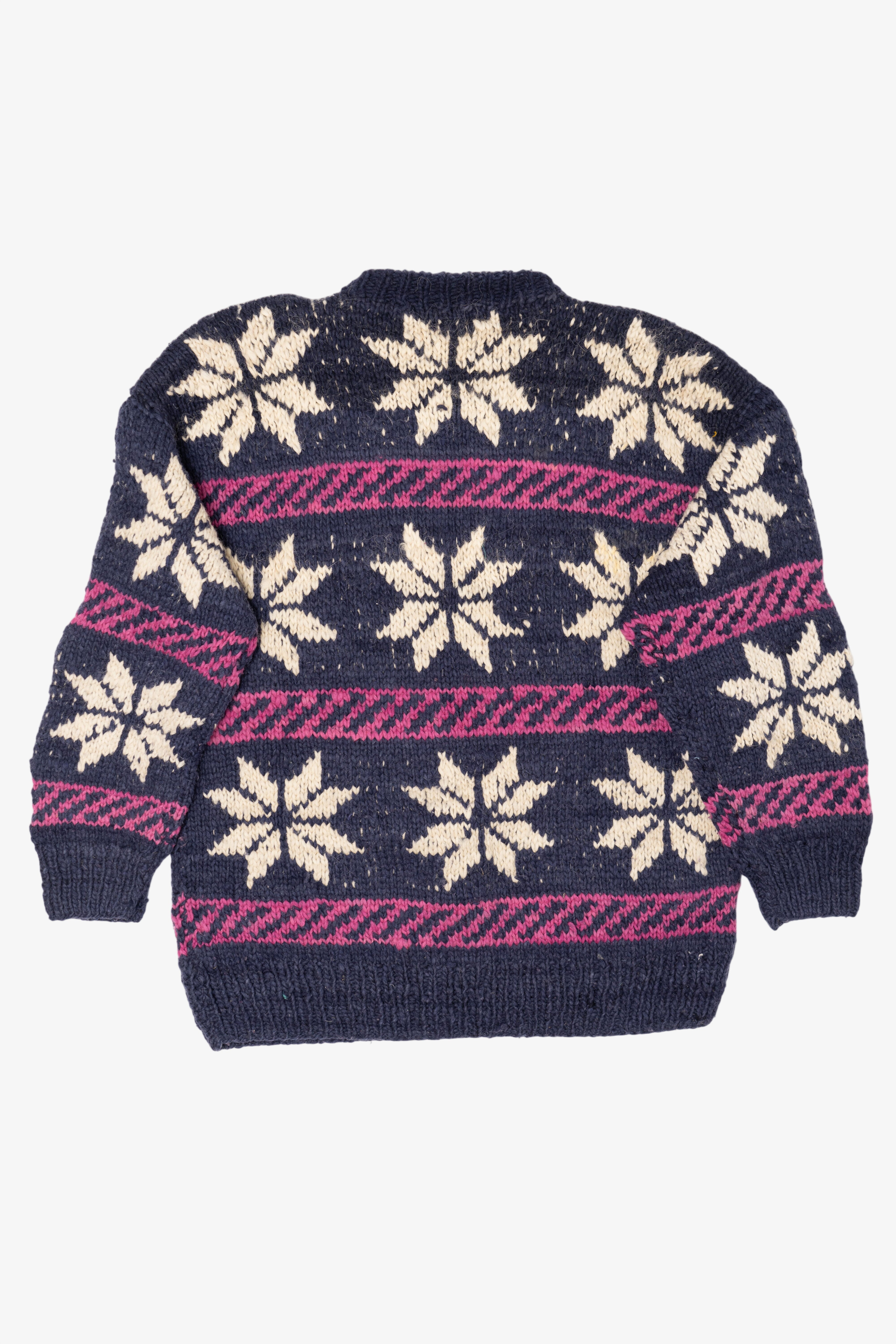Vintage Navy Blue Snowflake Pattern Reywear Sweater (1980s)