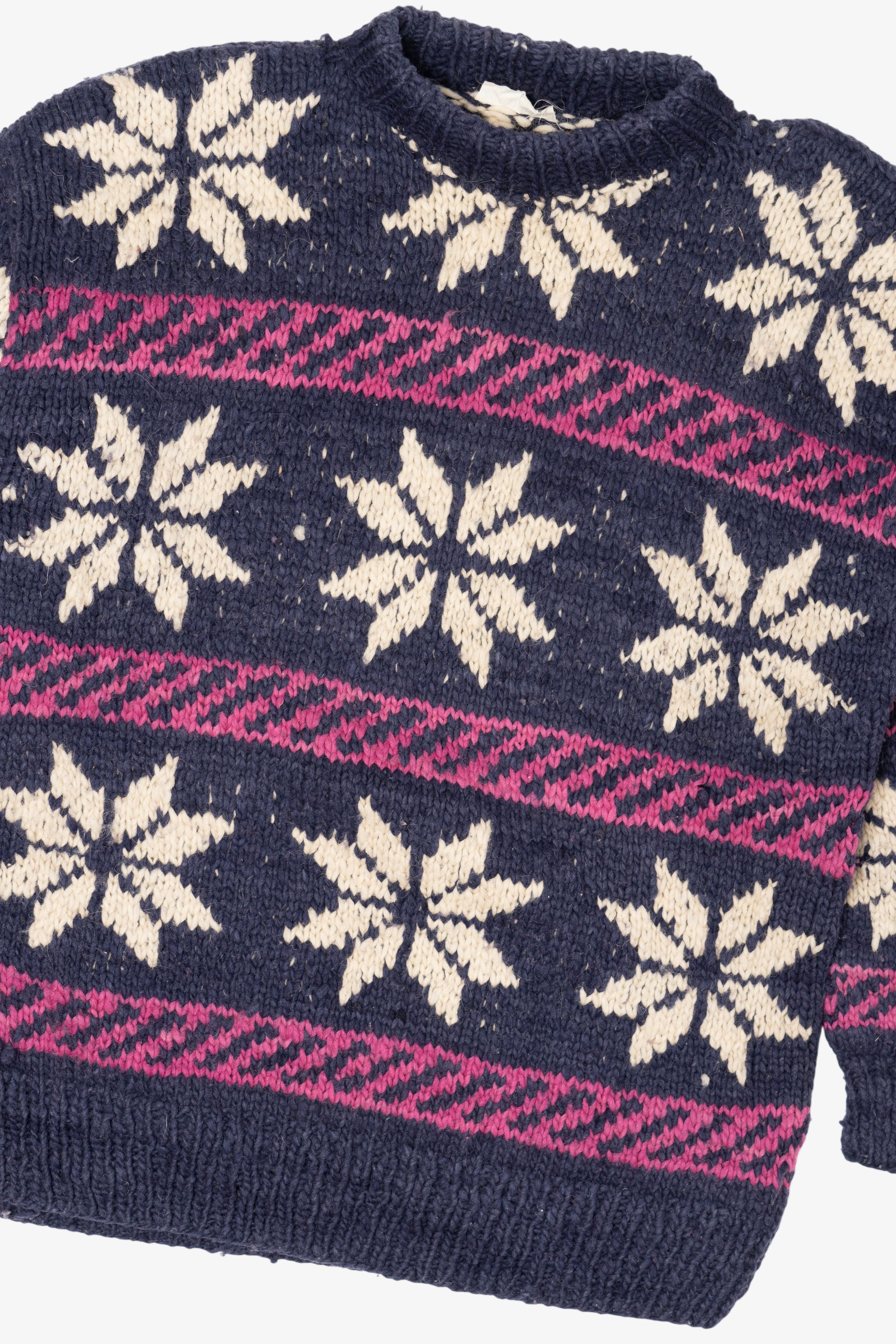 Vintage Navy Blue Snowflake Pattern Reywear Sweater (1980s)