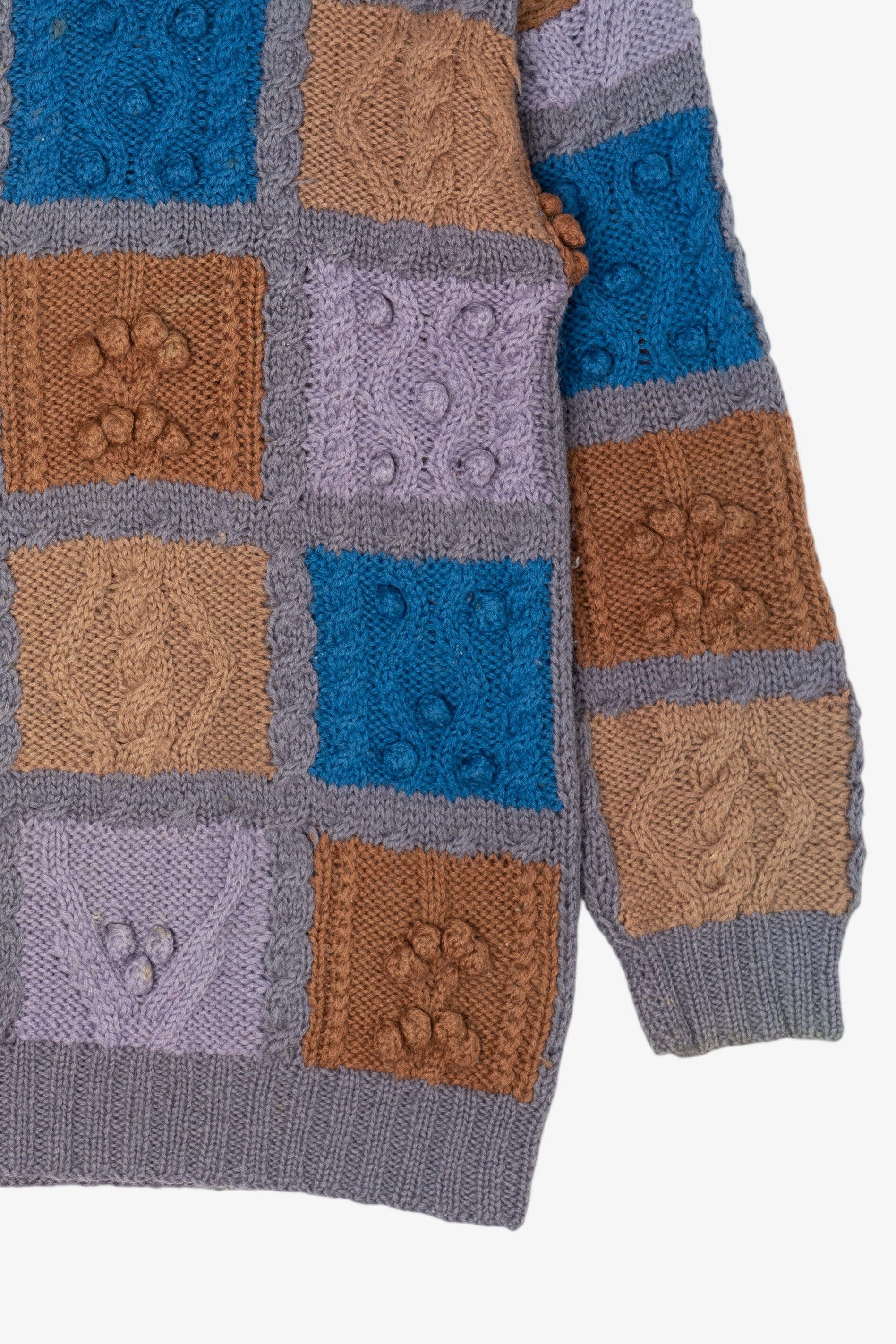 Vintage Hand Knit Lintex Patchwork Sweater (1980s)