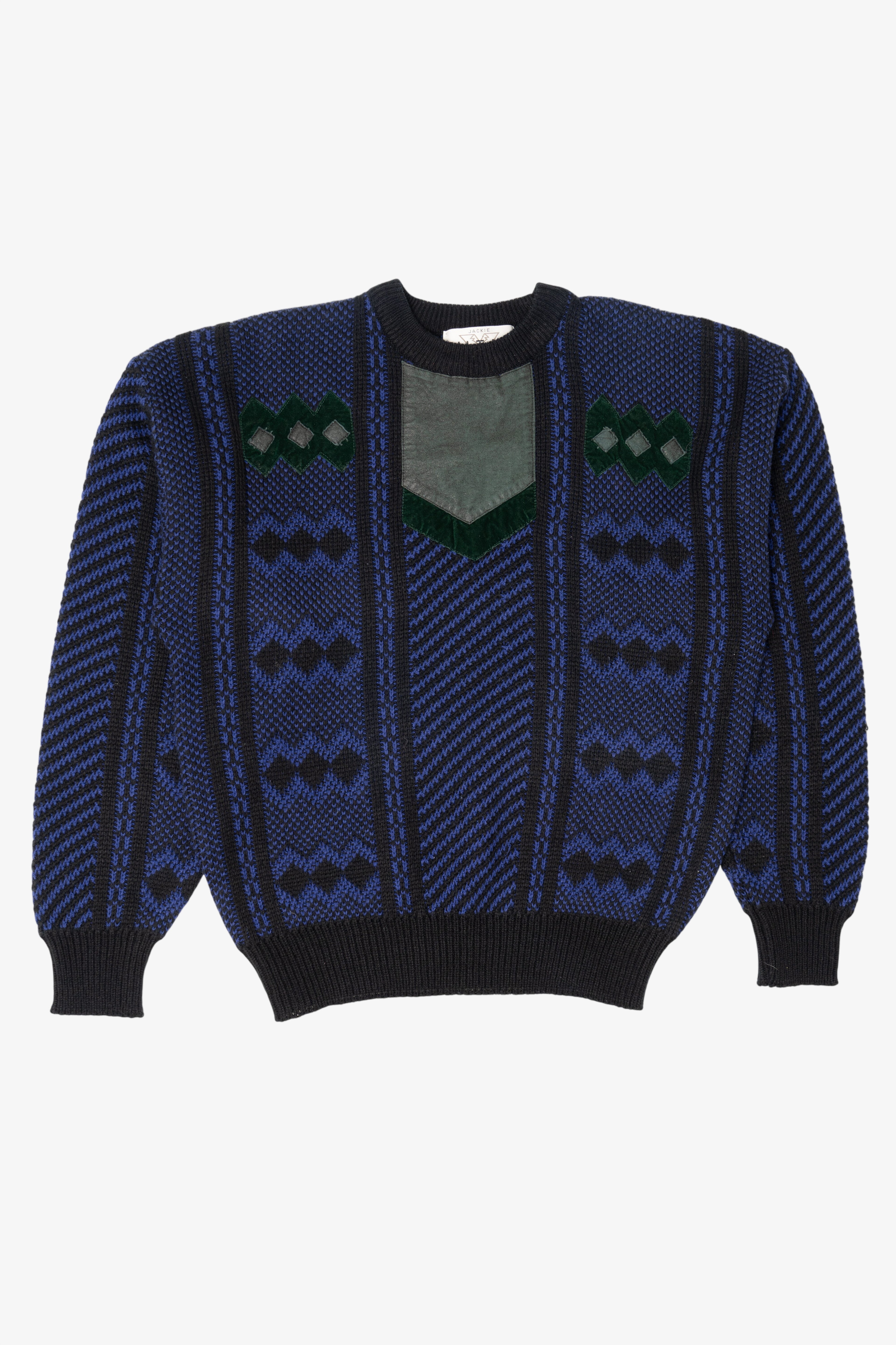 Vintage Blue Geometric Jackie Vital Sweater (1980s)