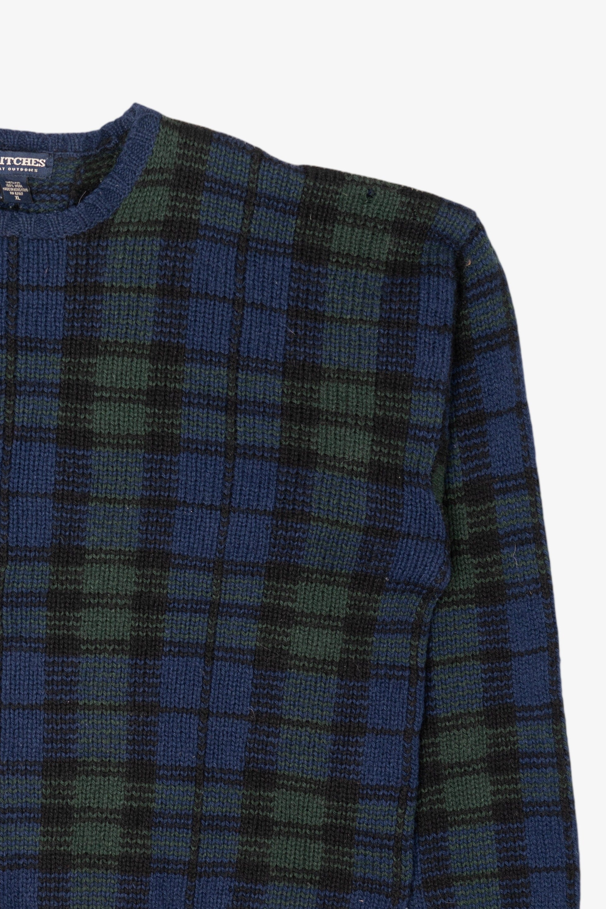 Vintage Navy Blue Plaid Britches Sweater (1990s)
