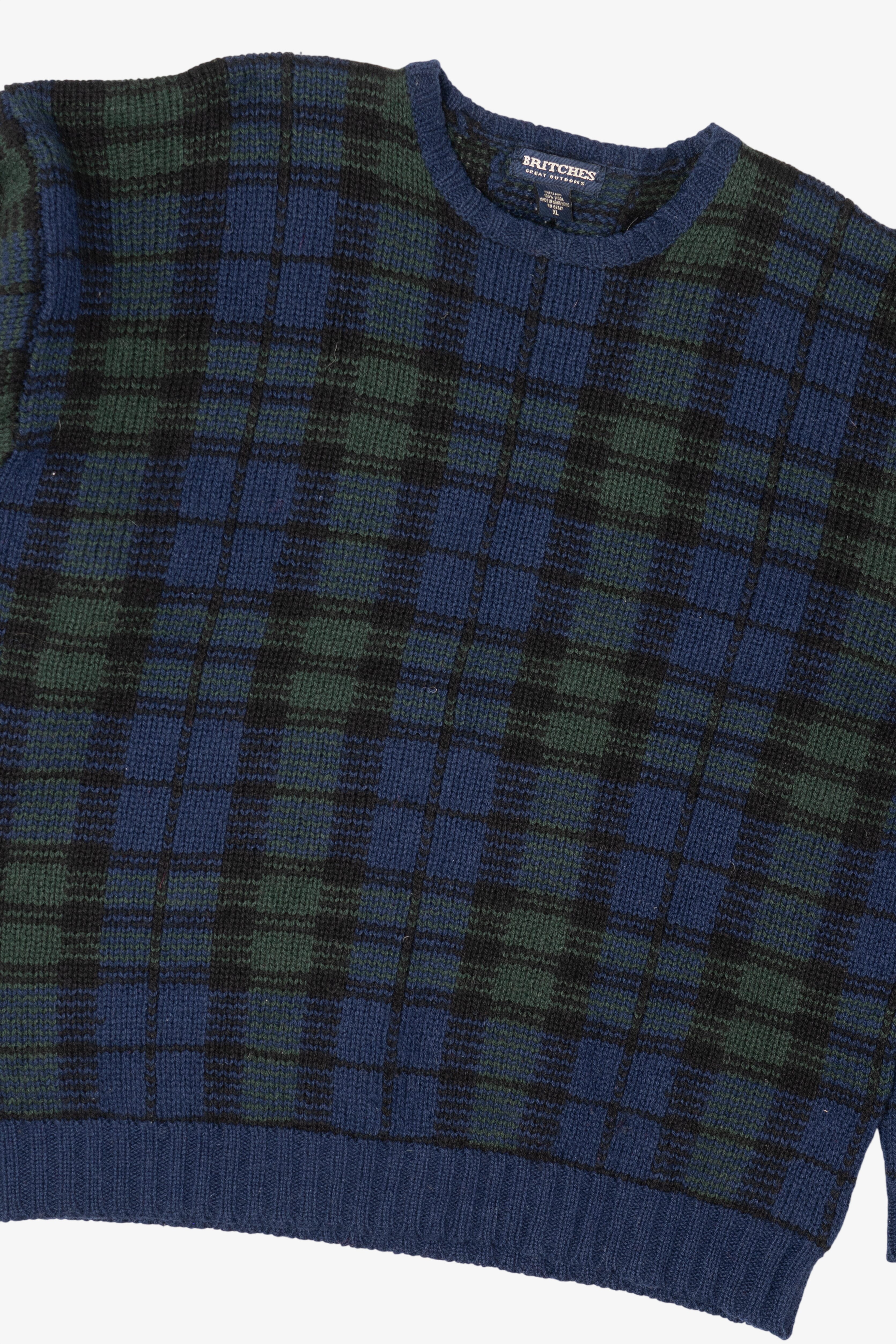 Vintage Navy Blue Plaid Britches Sweater (1990s)