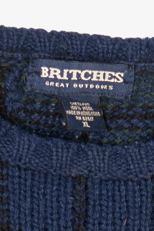 Vintage Navy Blue Plaid Britches Sweater (1990s)