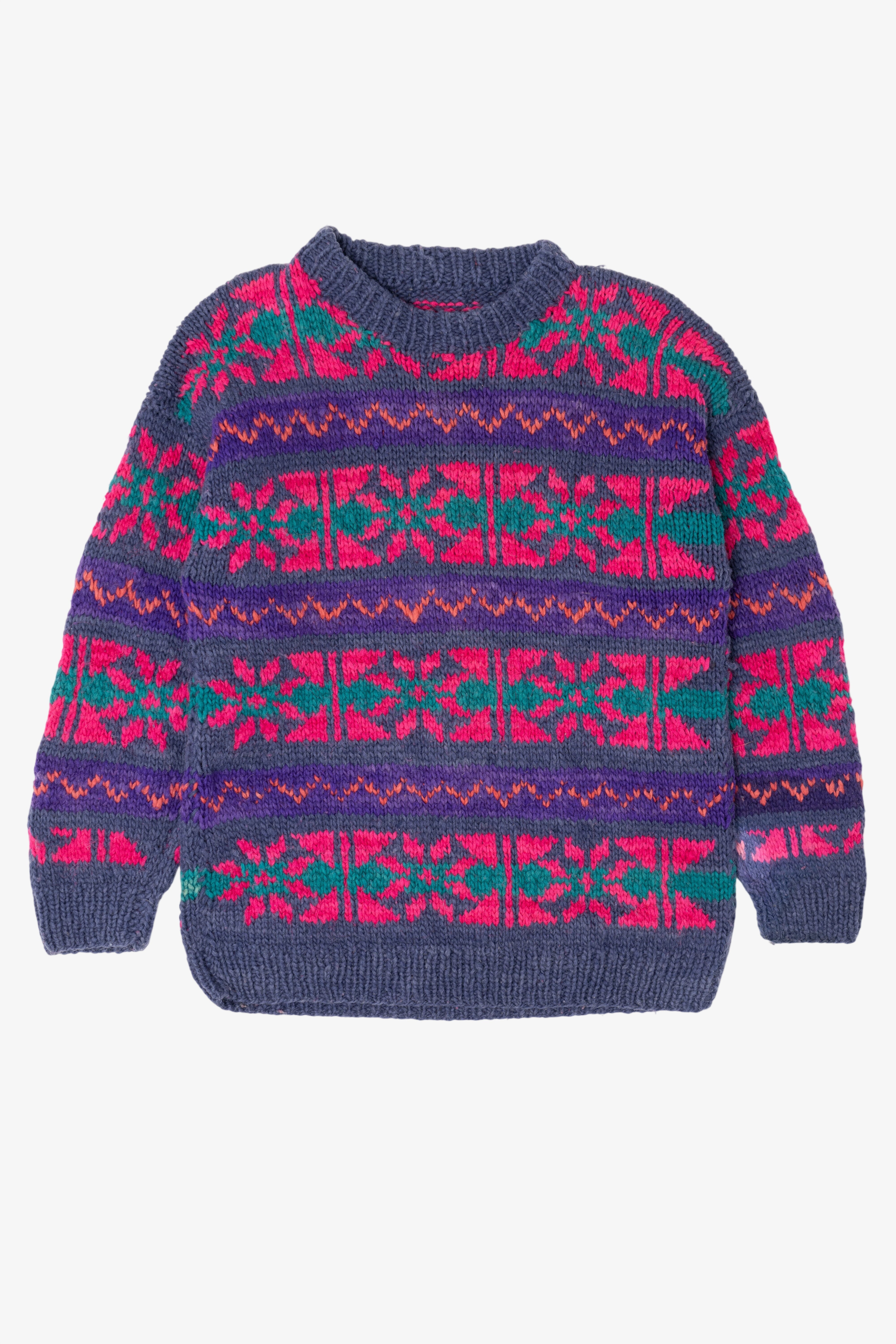 Vintage Purple Geometric Fair Isle Sweater (1980s)