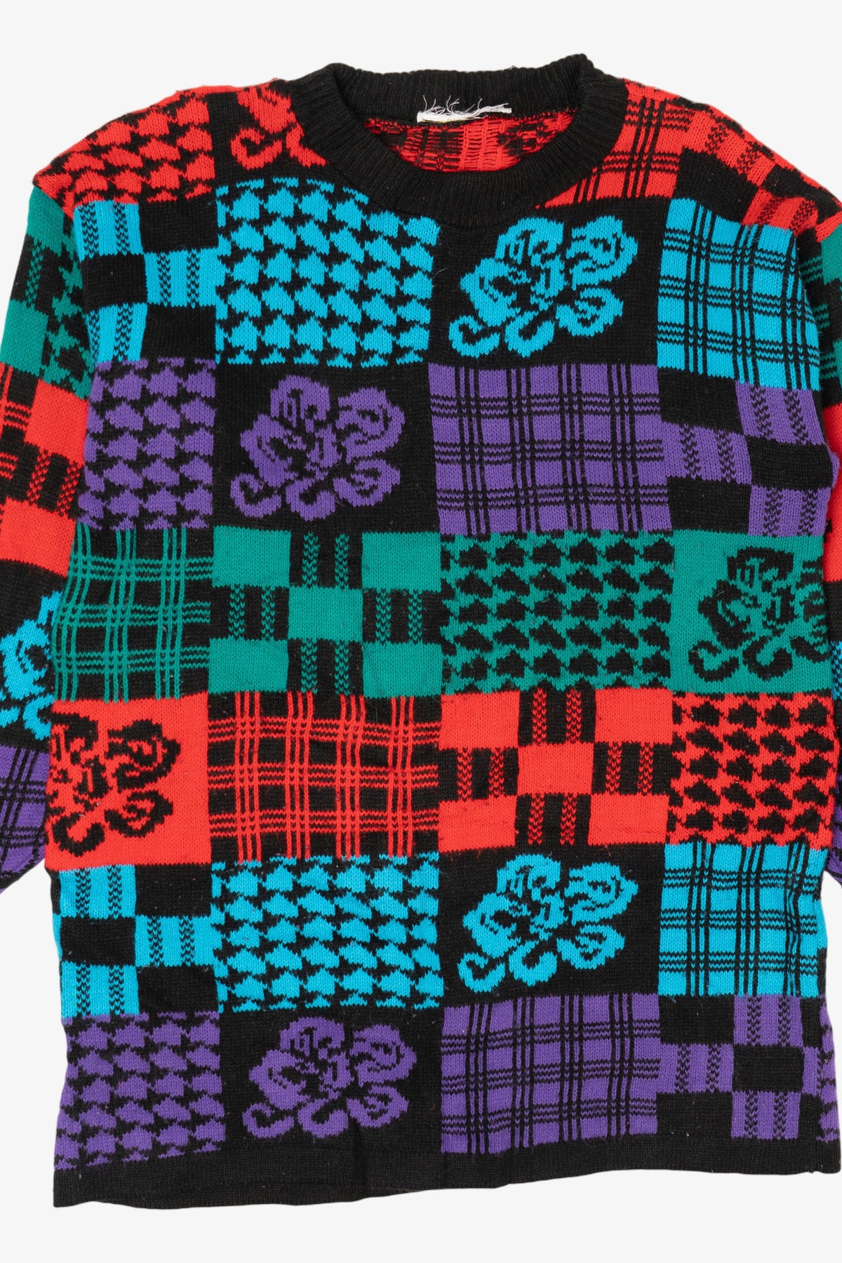 Vintage Colorful Abstract Floral Sweater (1980s)