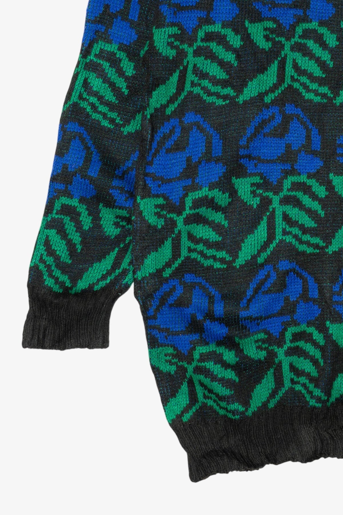 Vintage Blue Floral Patterned Sweater (1980s)