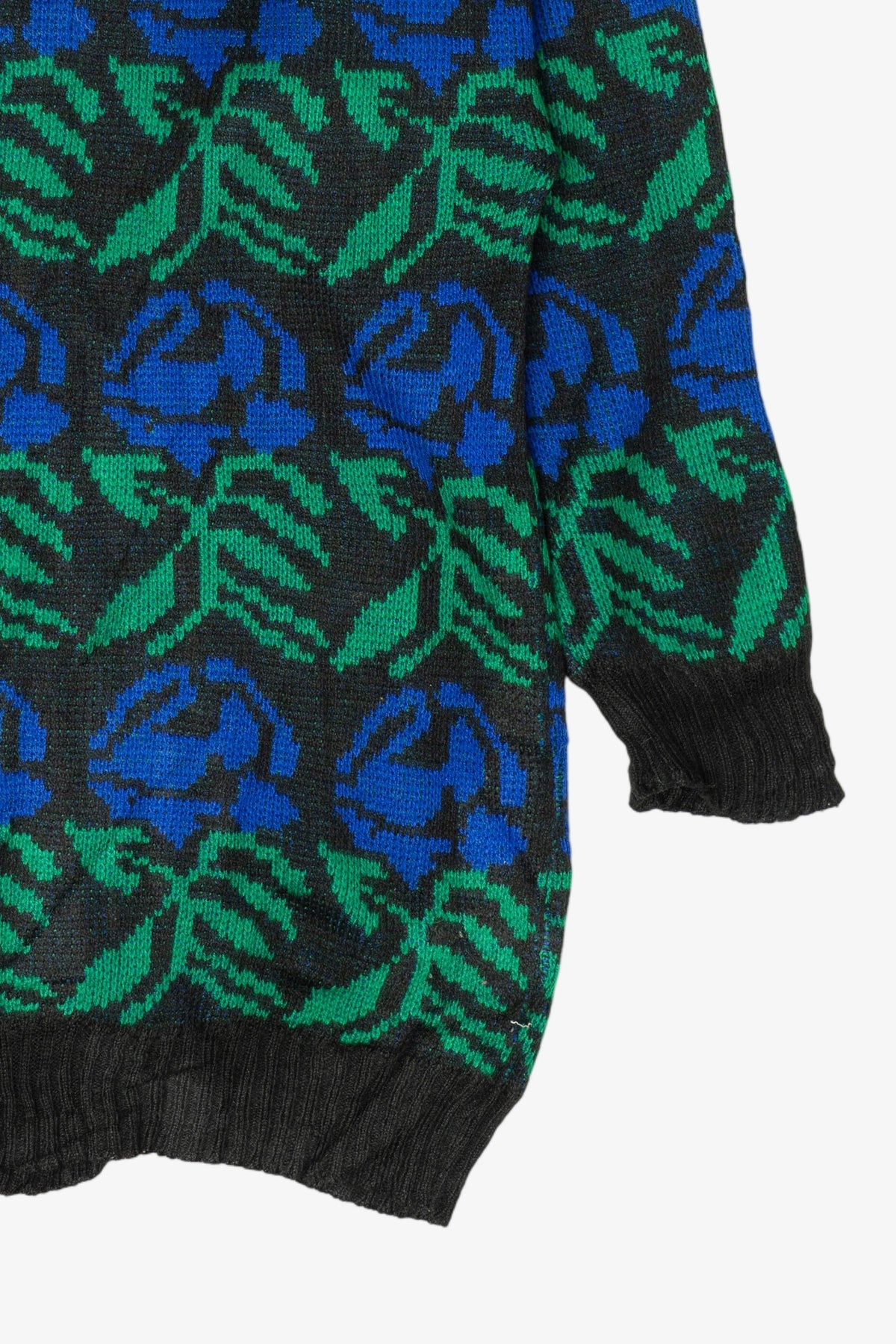 Vintage Blue Floral Patterned Sweater (1980s)