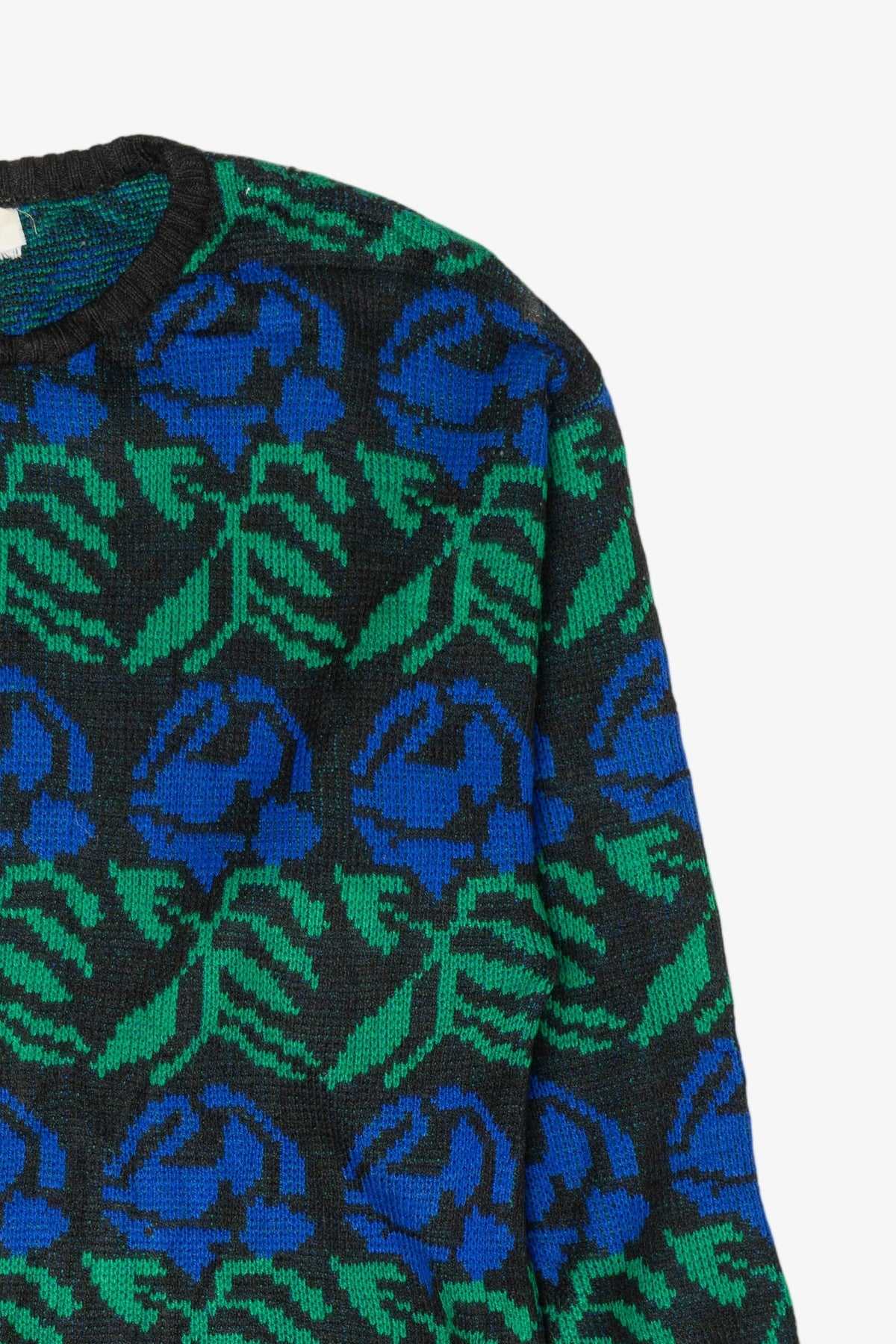 Vintage Blue Floral Patterned Sweater (1980s)