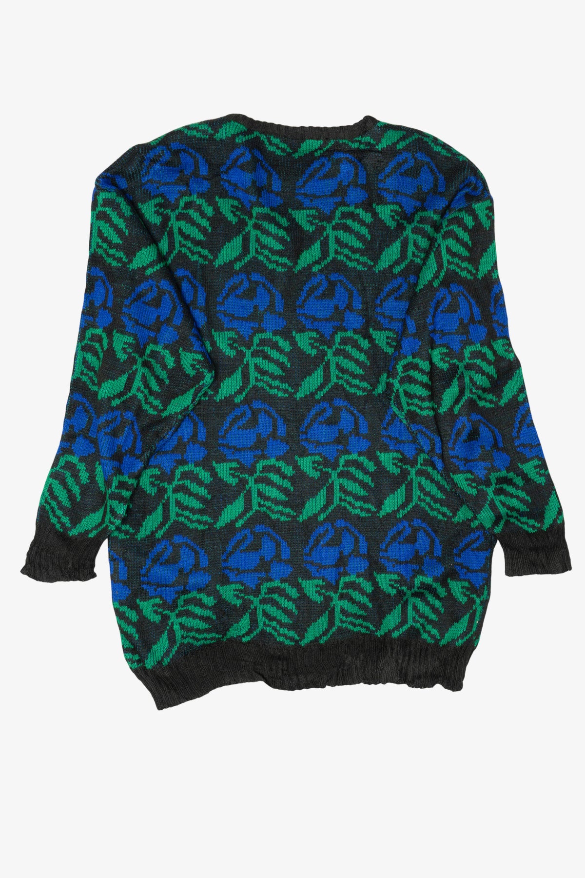 Vintage Blue Floral Patterned Sweater (1980s)