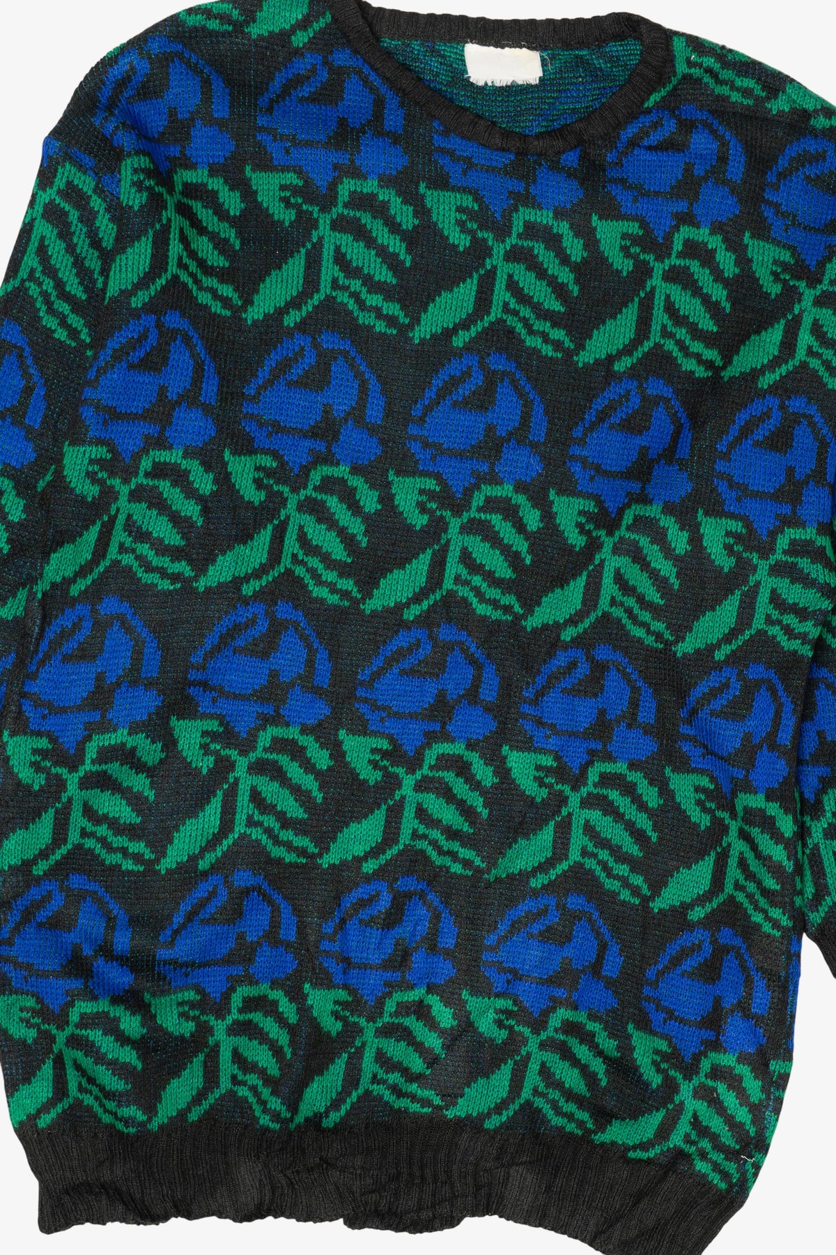 Vintage Blue Floral Patterned Sweater (1980s)
