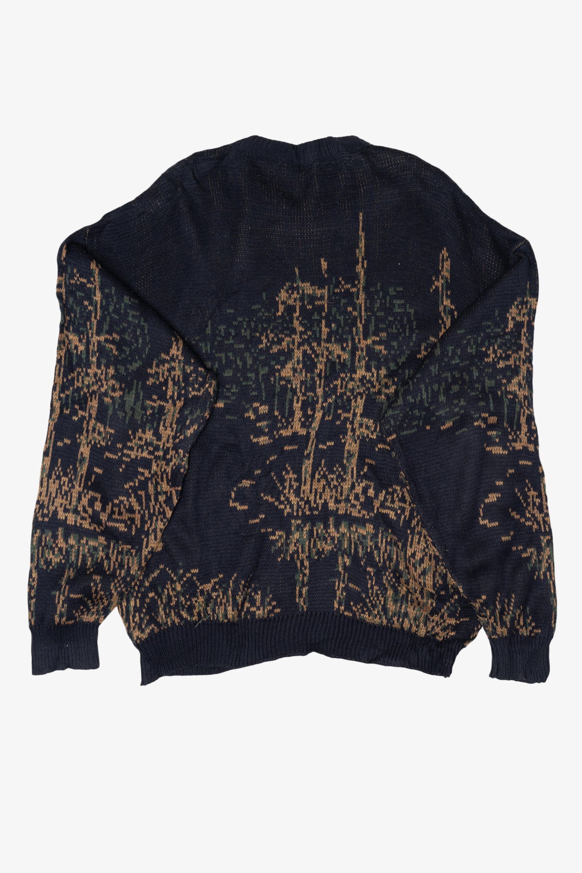Vintage Embroidered Navy Blue Mallard Ducks Field Sweater (1990s)