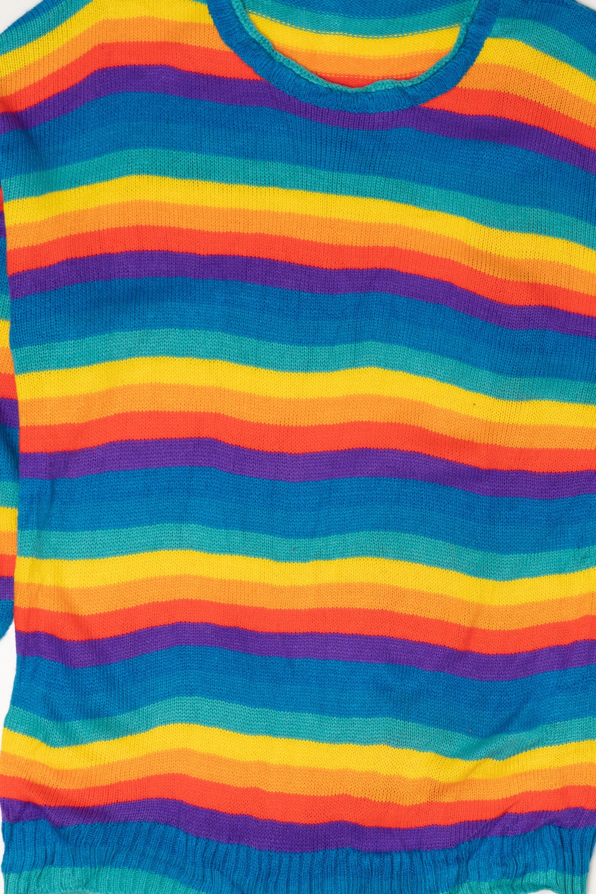 Rainbow Striped Misslook Sweater (2010s)