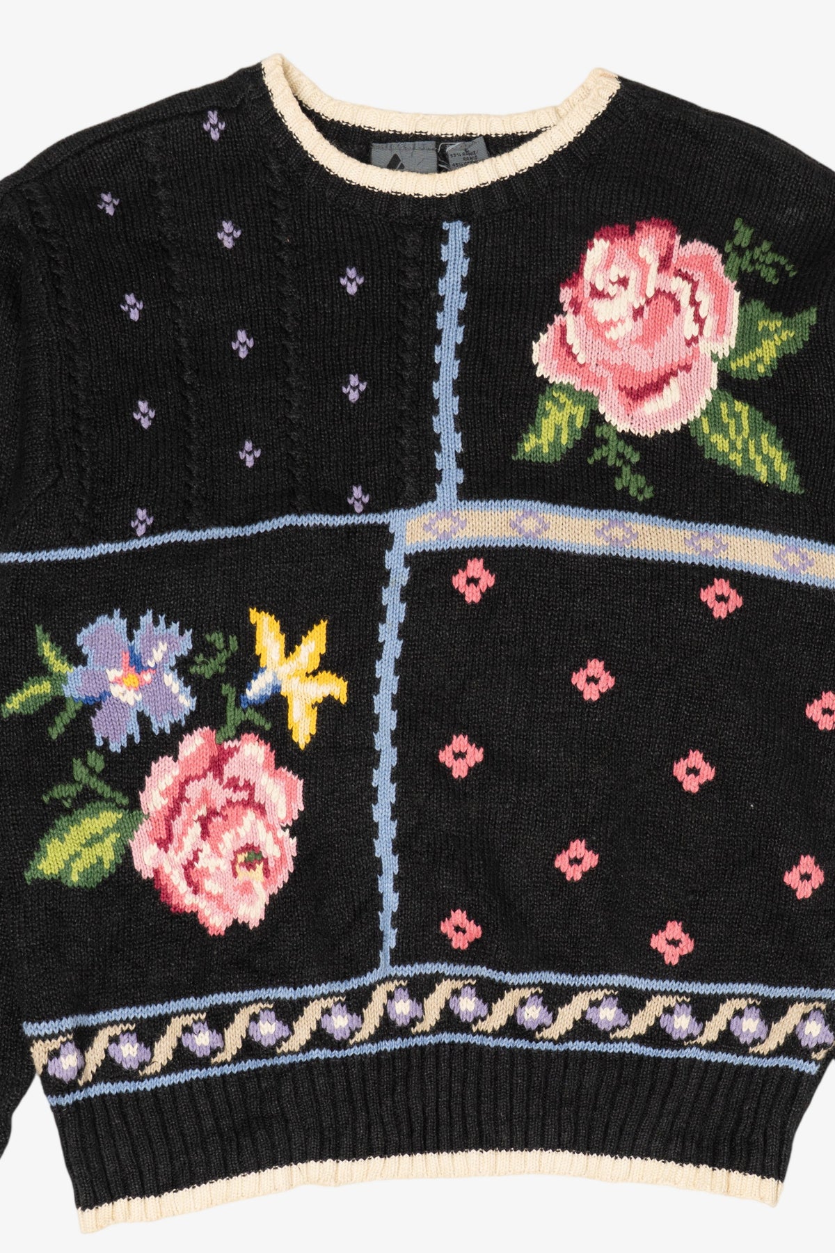 Vintage Black Rose Floral Lizwear Sweater (1990s)