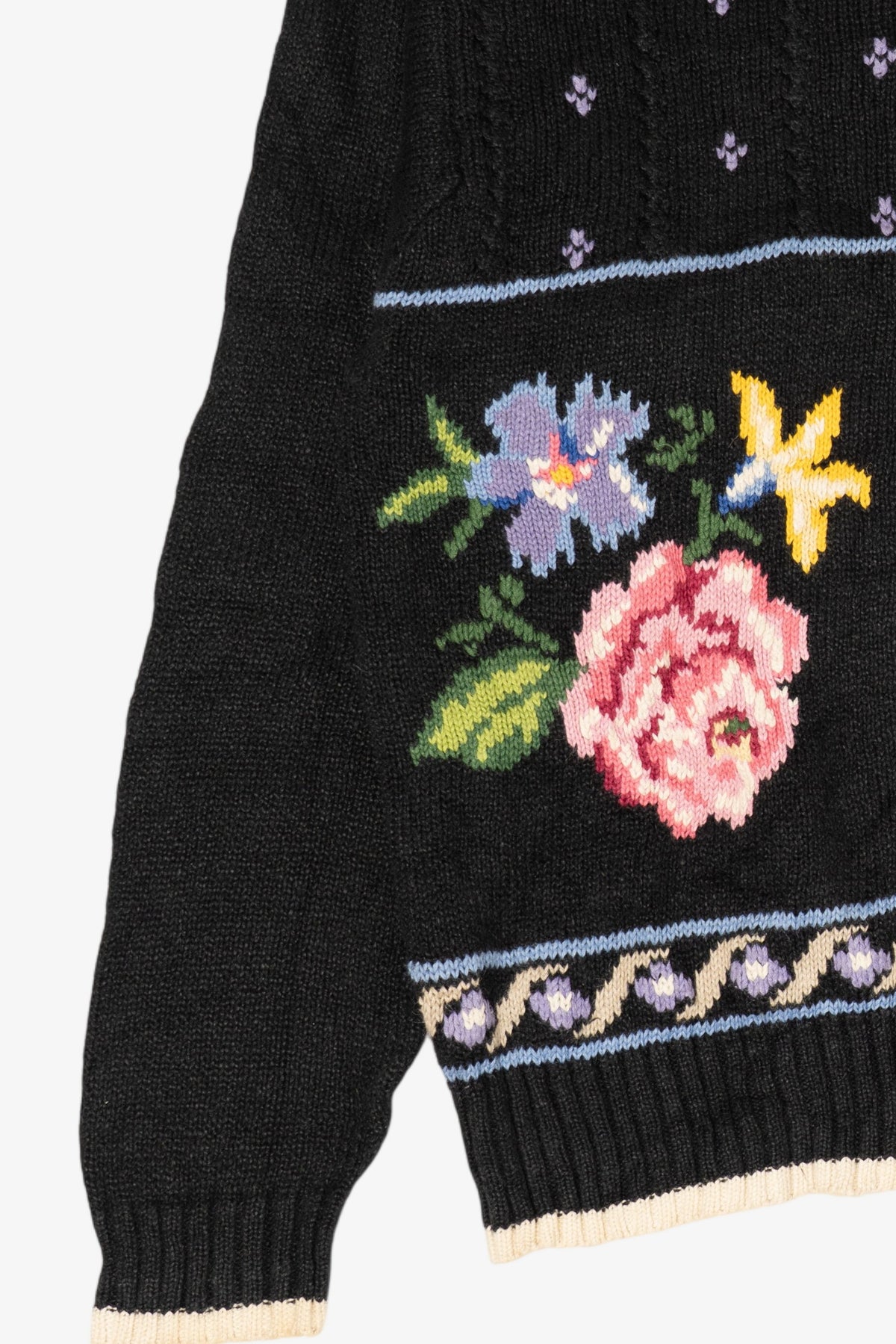 Vintage Black Rose Floral Lizwear Sweater (1990s)