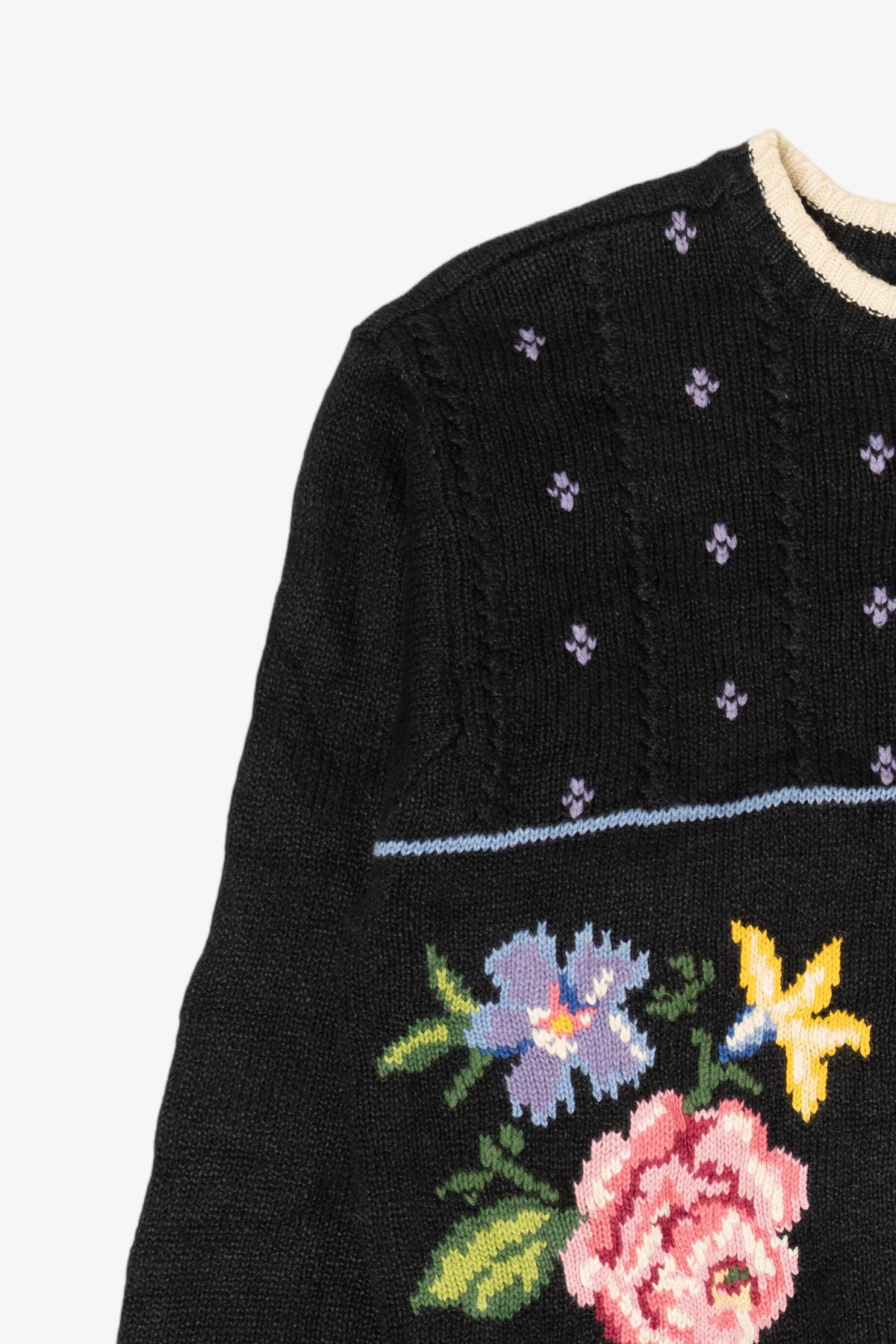 Vintage Black Rose Floral Lizwear Sweater (1990s)
