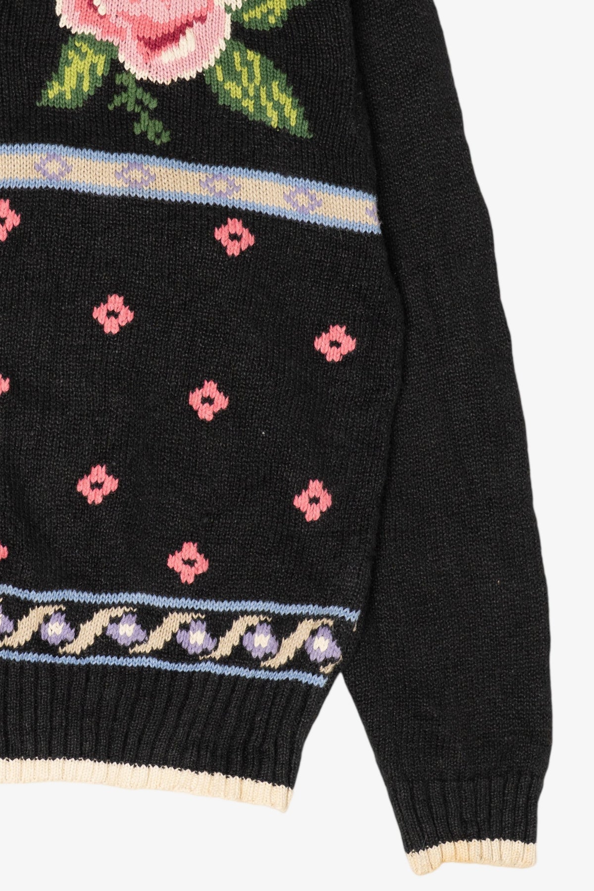 Vintage Black Rose Floral Lizwear Sweater (1990s)