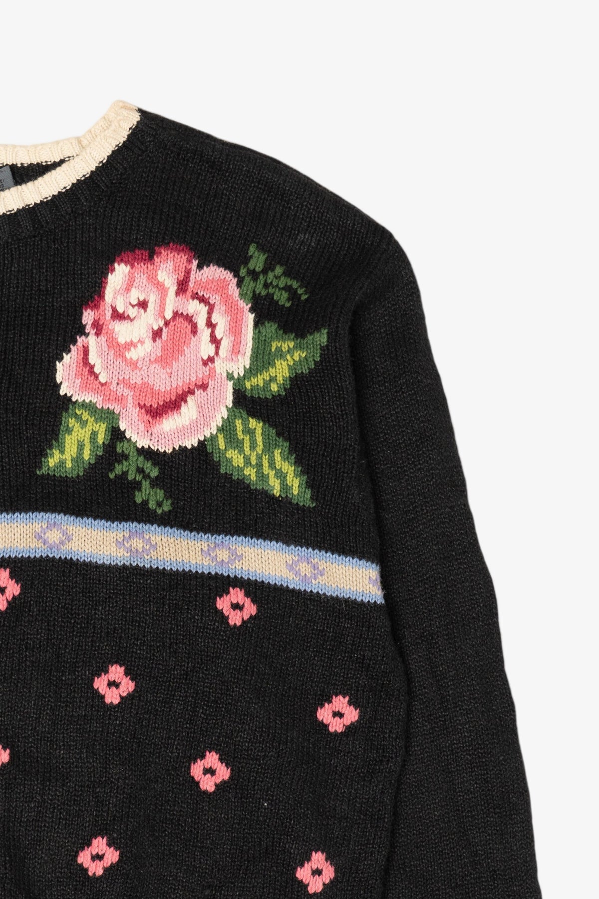 Vintage Black Rose Floral Lizwear Sweater (1990s)