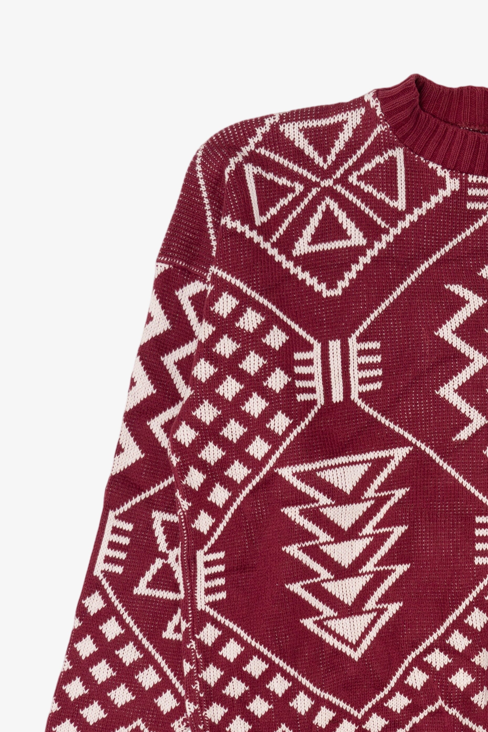 Vintage Red Geometric Pattern Sweater (1980s)