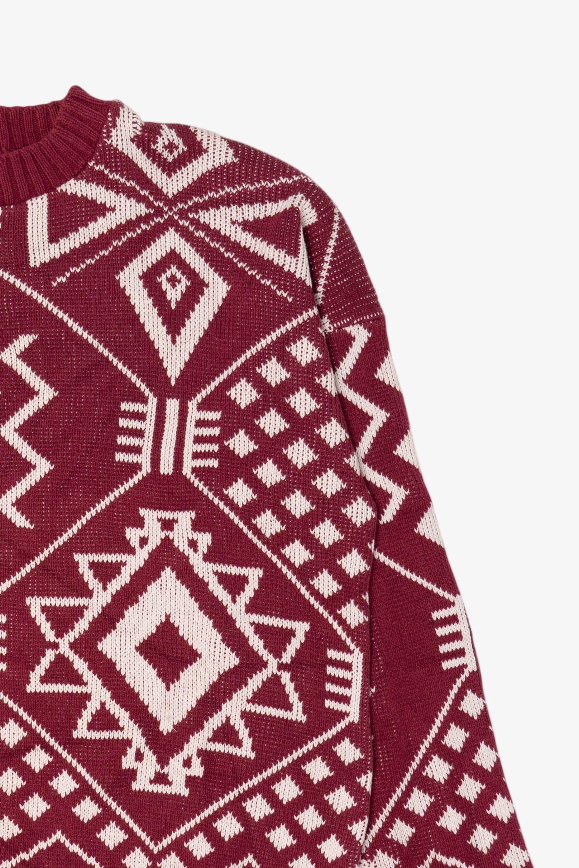 Vintage Red Geometric Pattern Sweater (1980s)