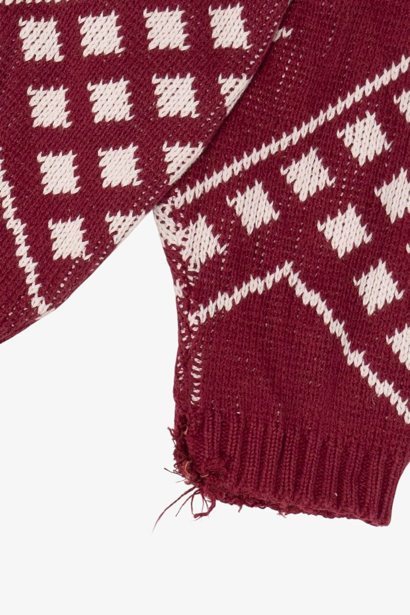 Vintage Red Geometric Pattern Sweater (1980s)