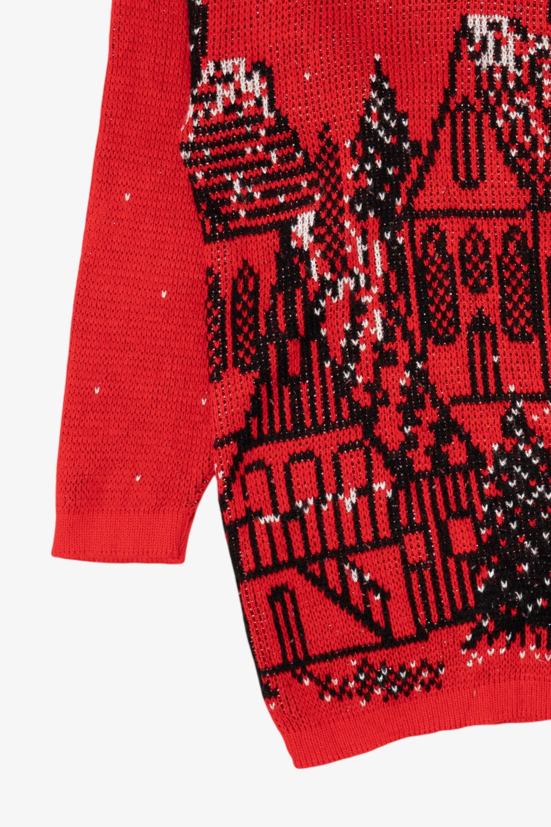 Vintage Red Precious Knits City Scene Sweater (1980s)