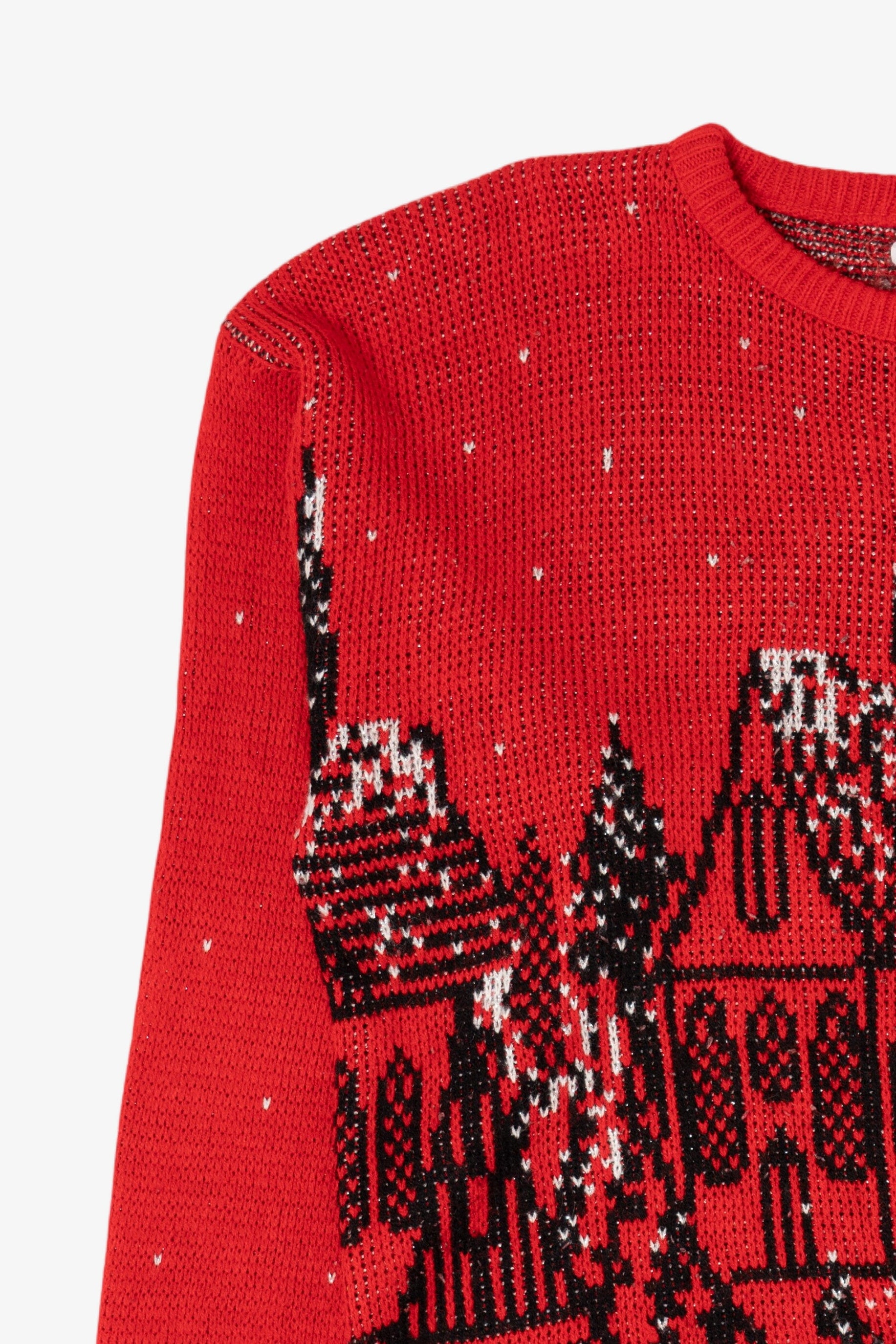 Vintage Red Precious Knits City Scene Sweater (1980s)