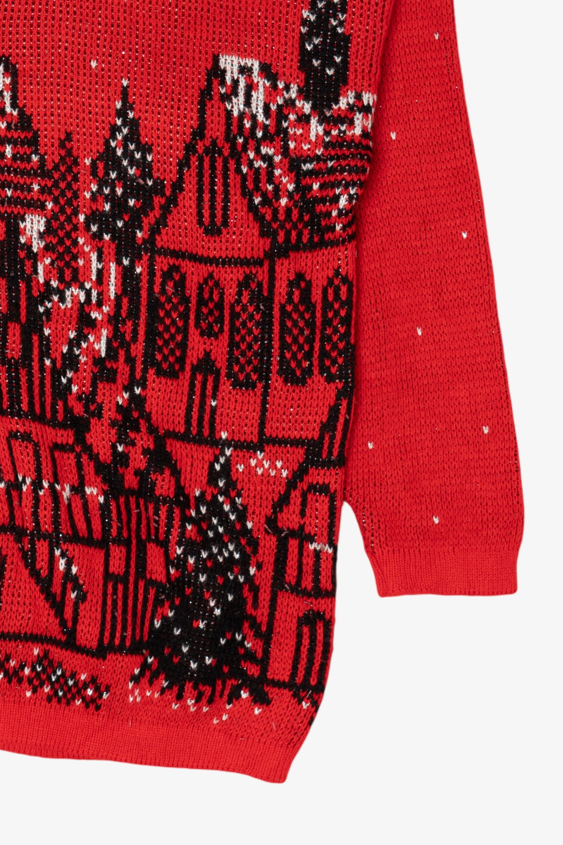 Vintage Red Precious Knits City Scene Sweater (1980s)