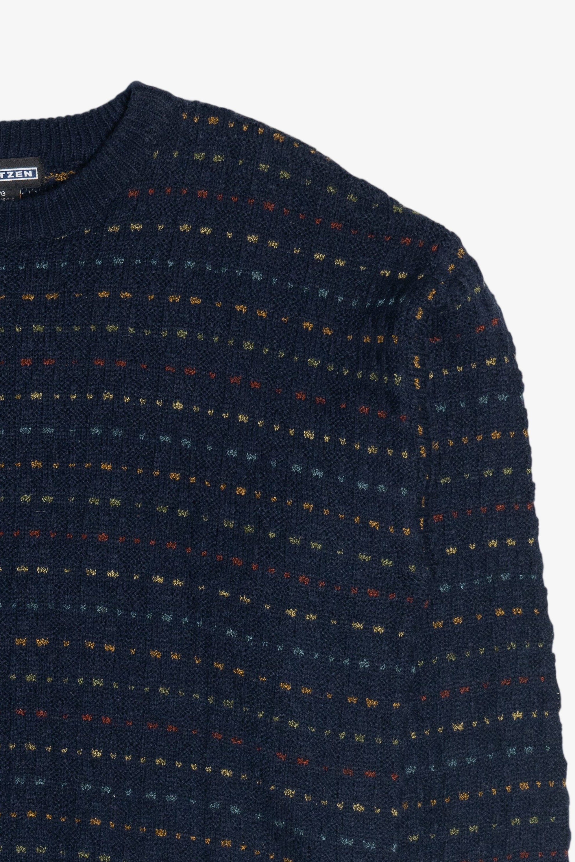 Vintage Navy Blue Jantzen Dotted Stripe Knit Sweater (1980s)