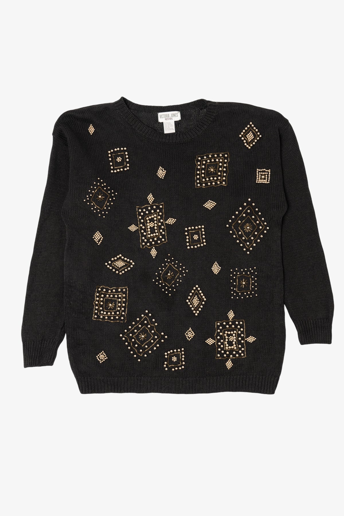 Vintage Black Victoria Jones Beaded Sweater (1990s)