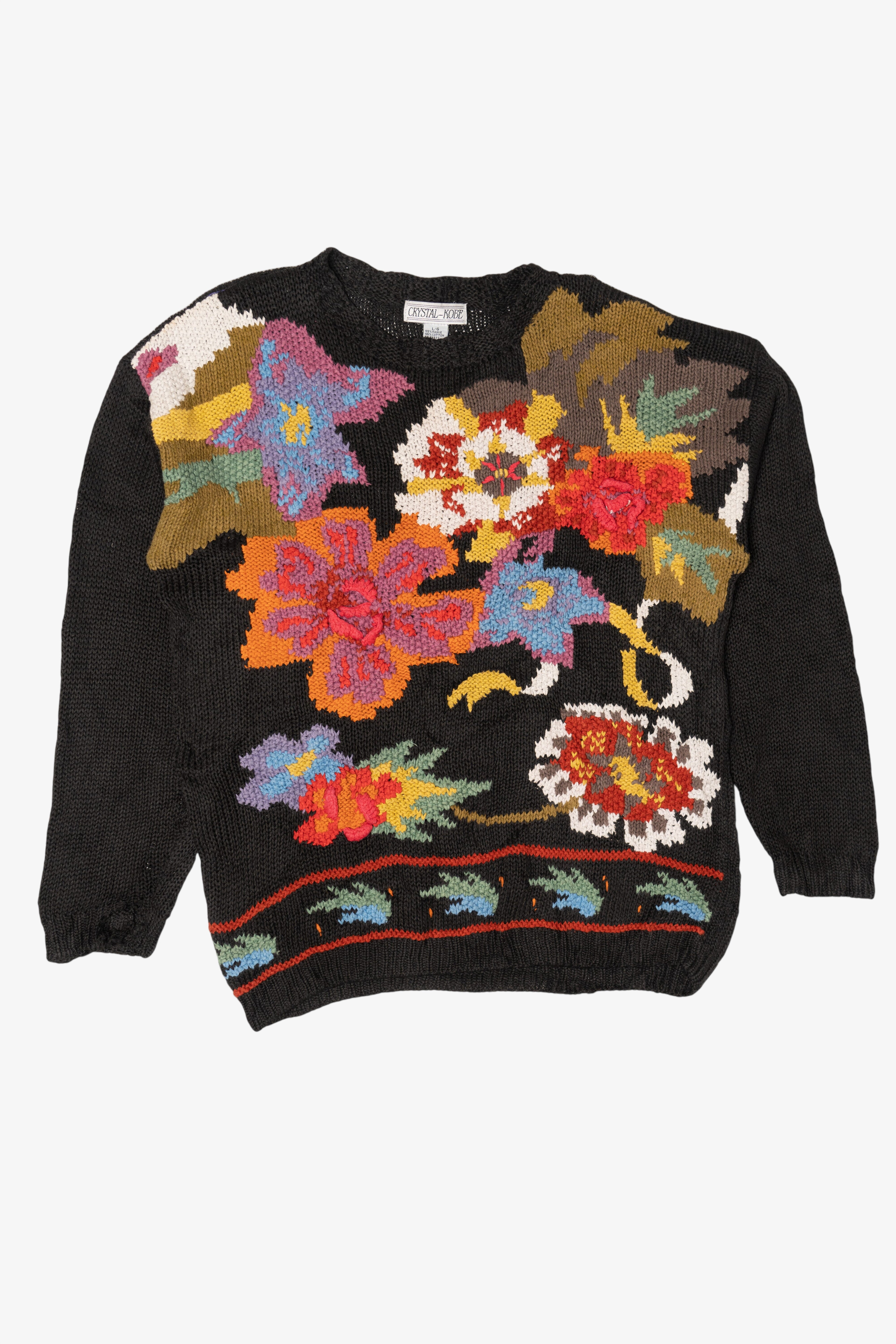 Vintage Crystal Kobe Floral Graphic Sweater (1990s)