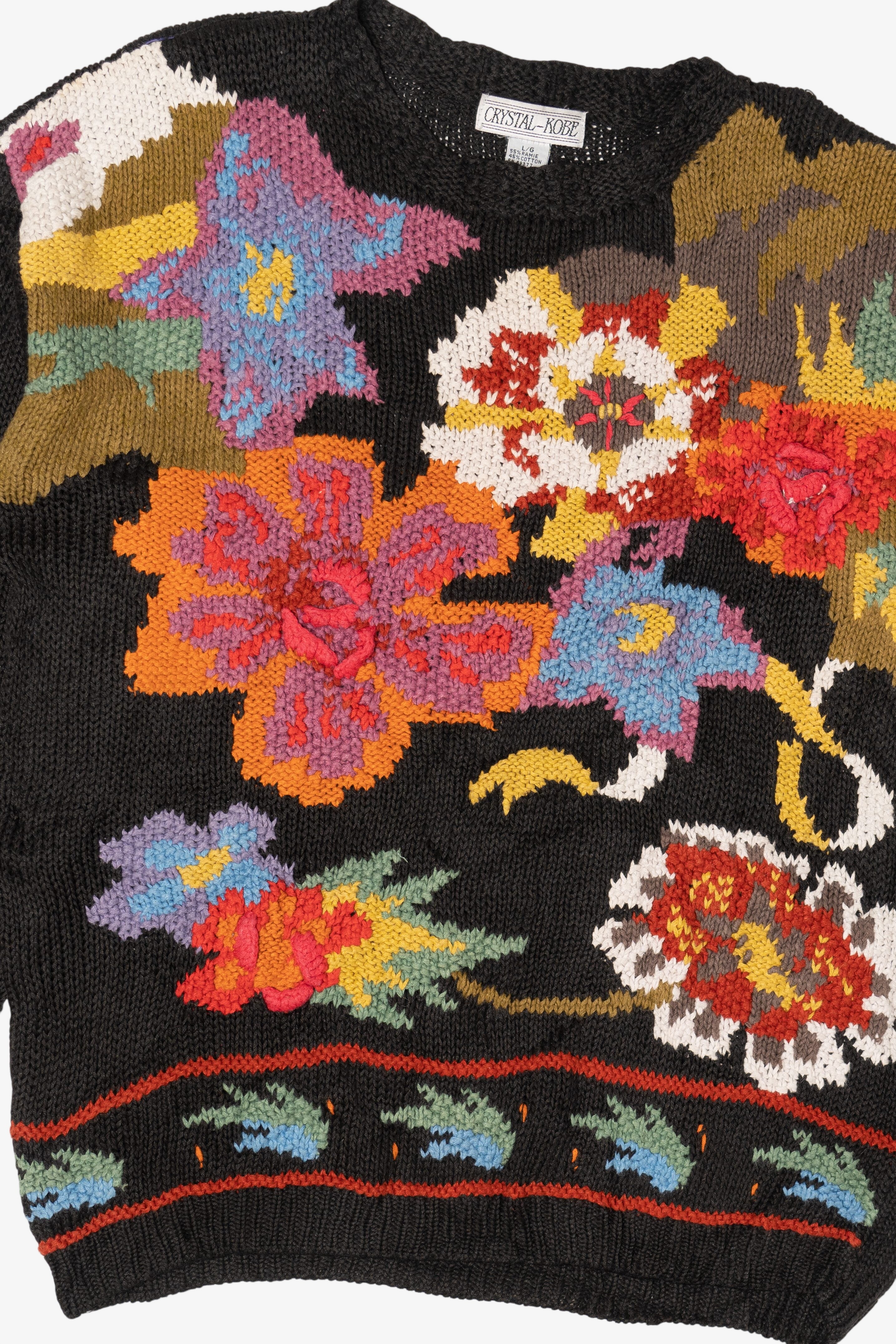 Vintage Crystal Kobe Floral Graphic Sweater (1990s)