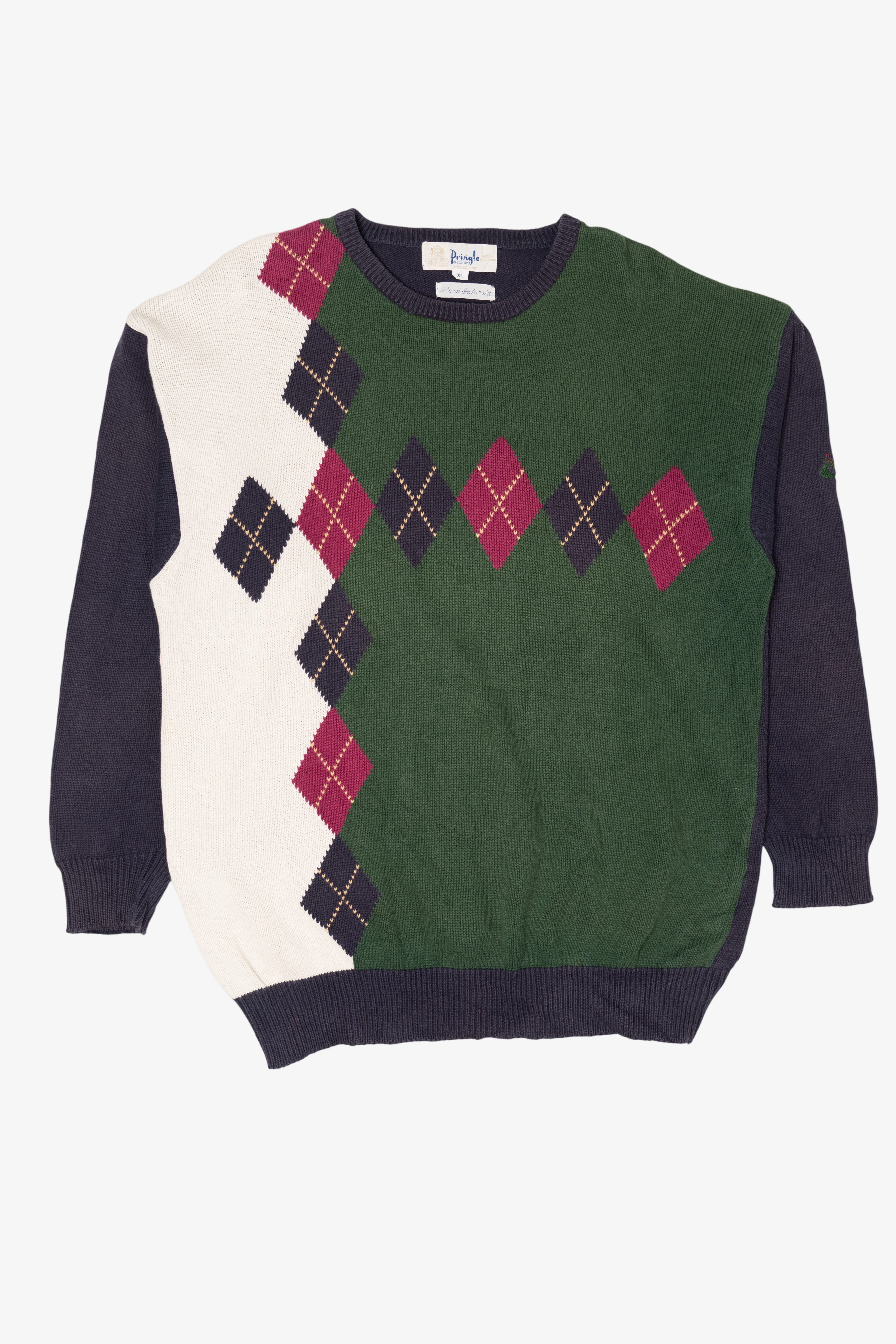 Vintage Pringle Of Scotland Hand Intarsia Argyle Sweater (1990s)