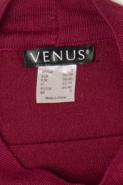 Burgundy Venus Ruffled Bell Beaded Sleeve Sweater (2010s)