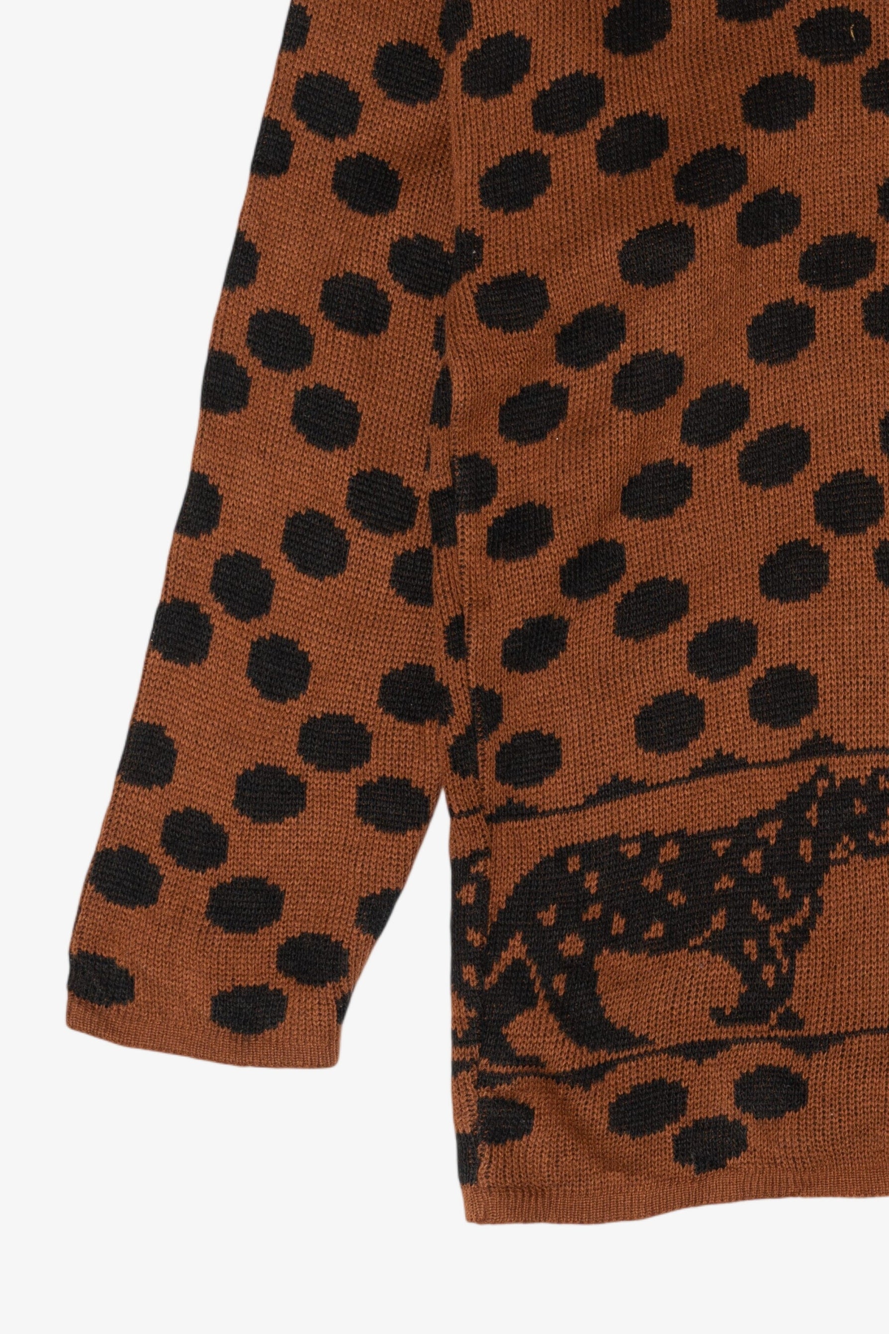 Vintage Brown Spotted Cheetah Graphic Sweater (1990s)