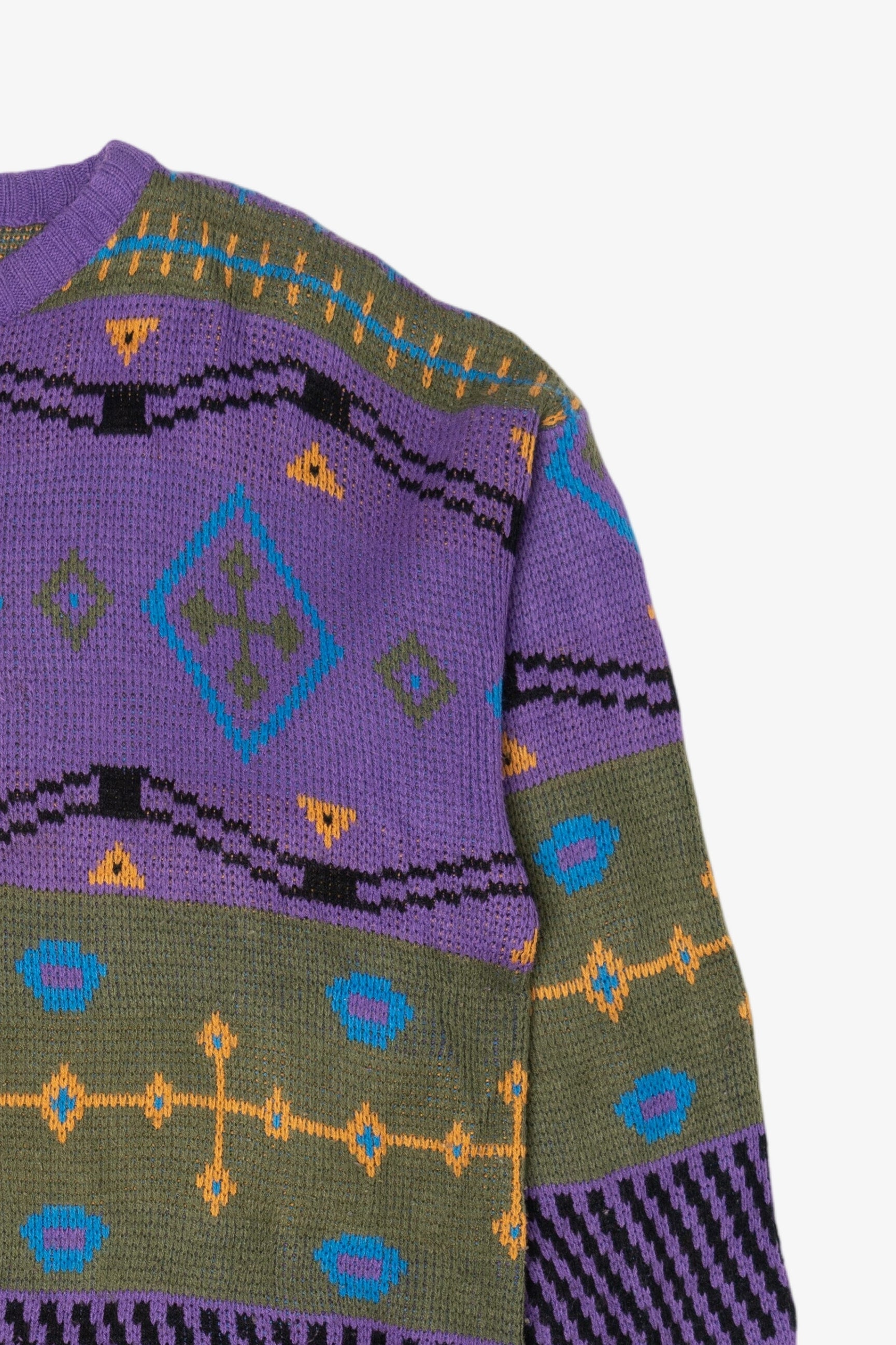 Vintage Purple Perspective Geometric Graphic Sweater (1990s)