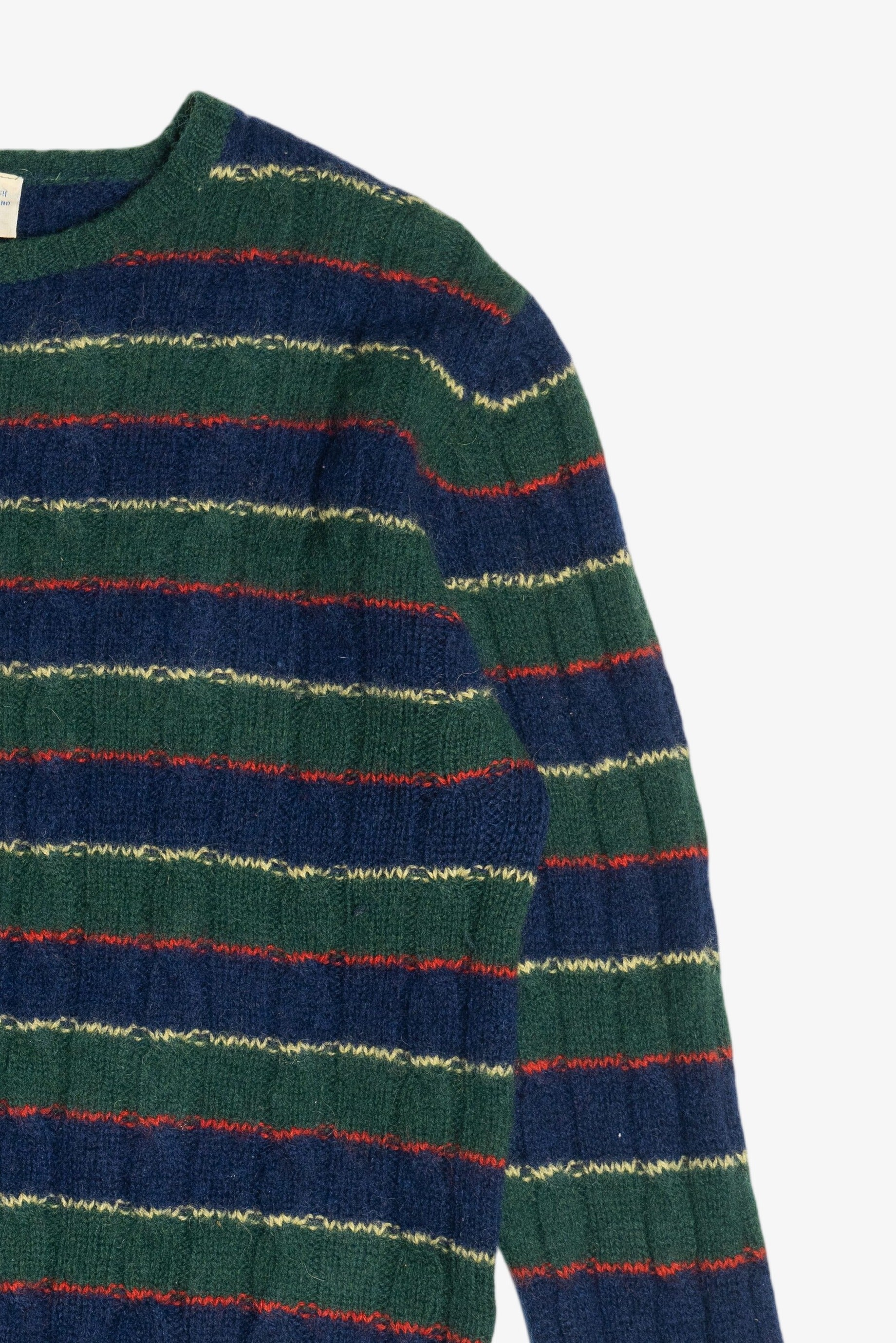 Vintage Dark Green Striped J.G. Hook Shetland Wool Sweater (1980s)