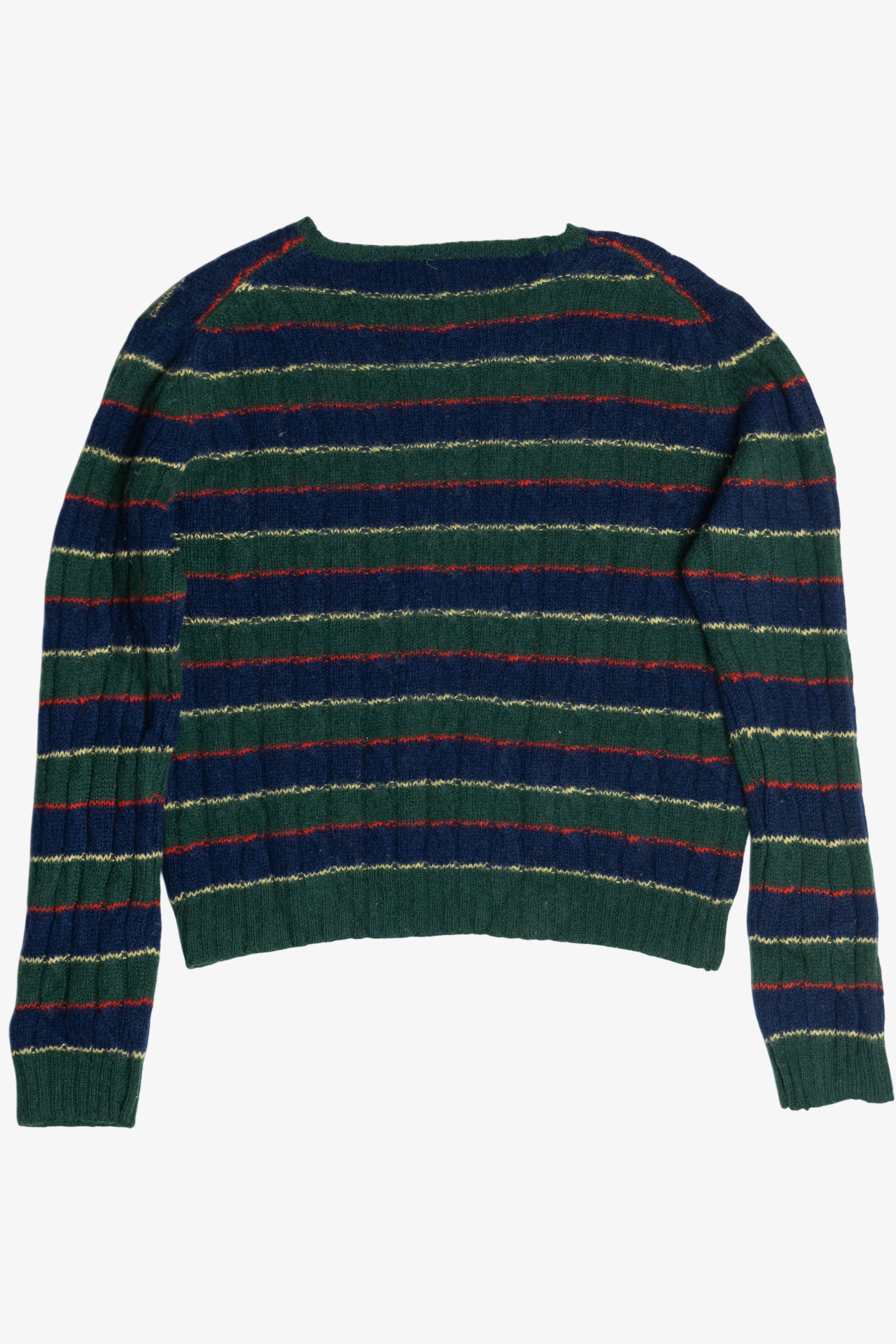 Vintage Dark Green Striped J.G. Hook Shetland Wool Sweater (1980s)
