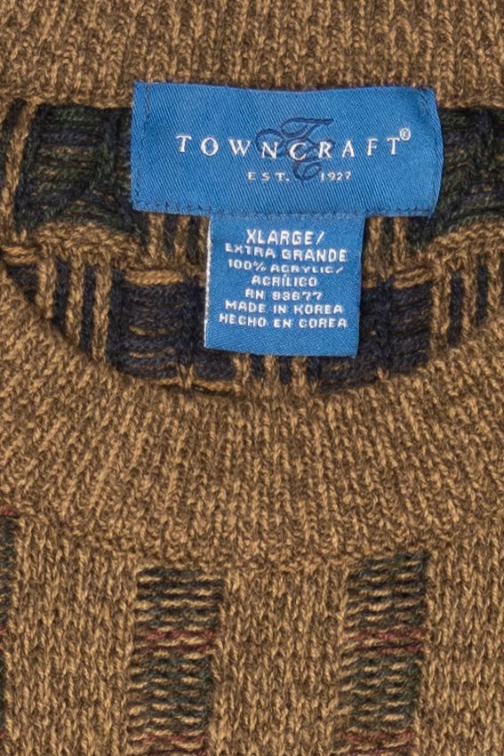 Vintage Brown Towncraft Knit Textured Sweater (1990s)