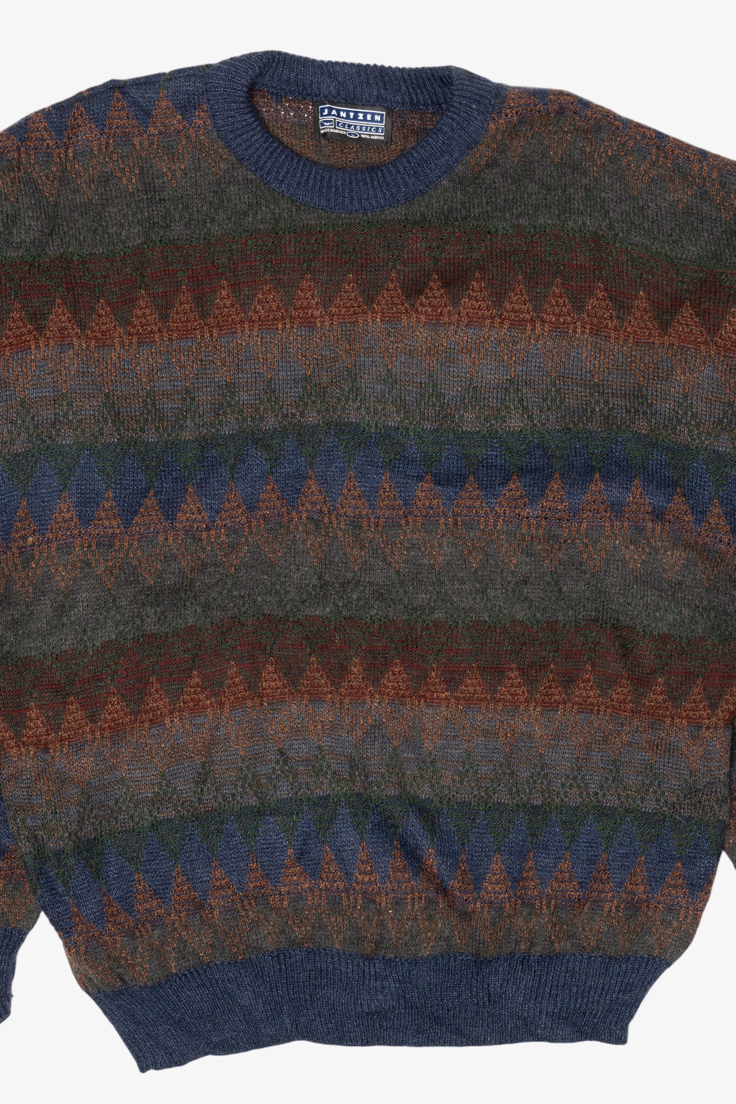 Vintage Navy Blue Jantzen Geometric Pattern Sweater (1990s)