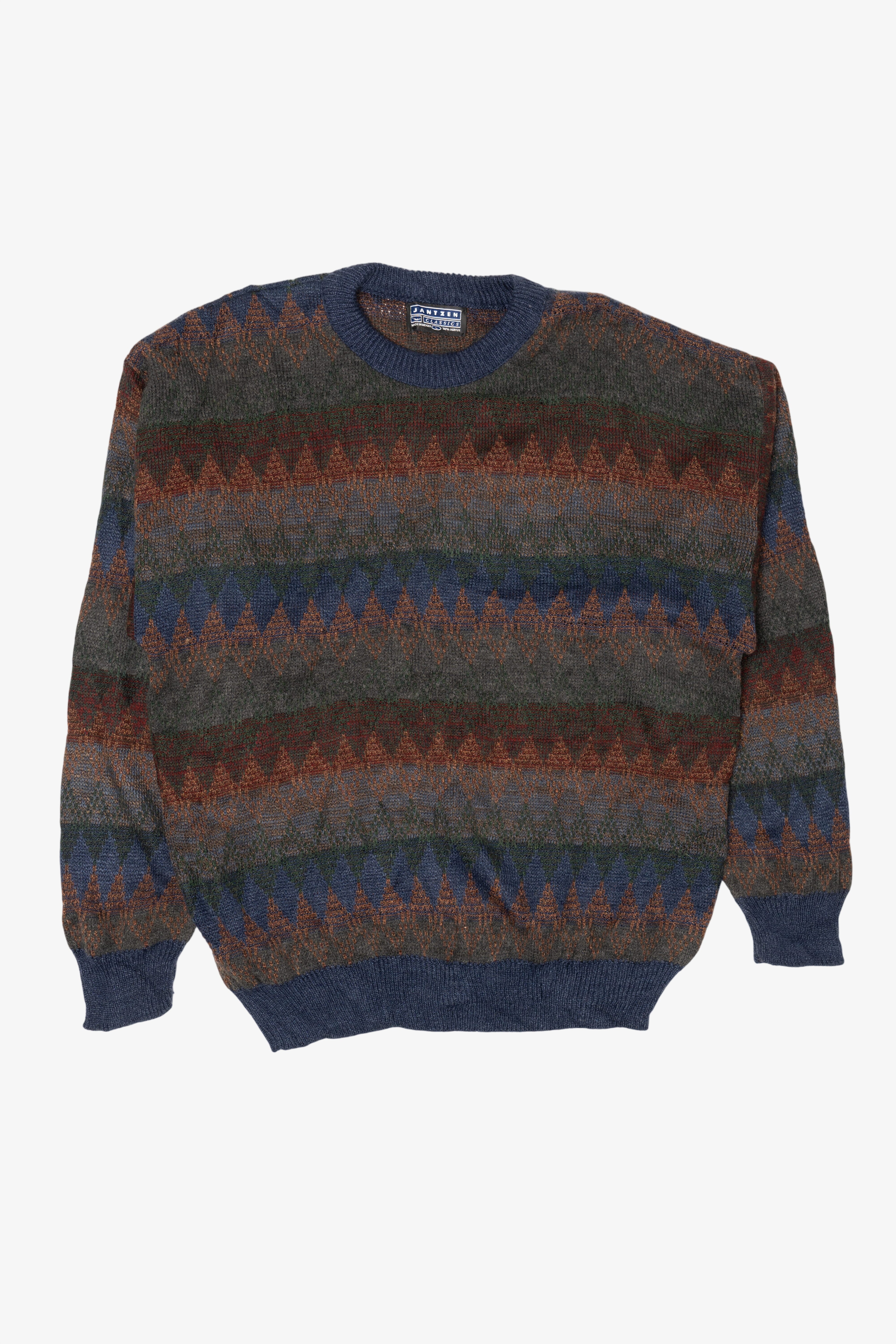 Vintage Navy Blue Jantzen Geometric Pattern Sweater (1990s)