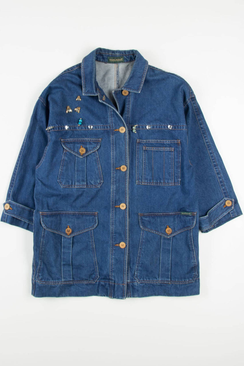 Vintage Bedazzled Circus Patches Denim Jacket