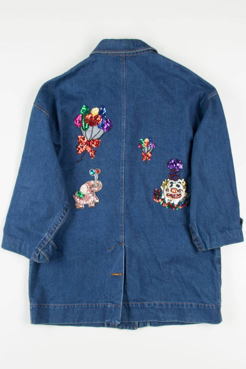 Vintage Bedazzled Circus Patches Denim Jacket