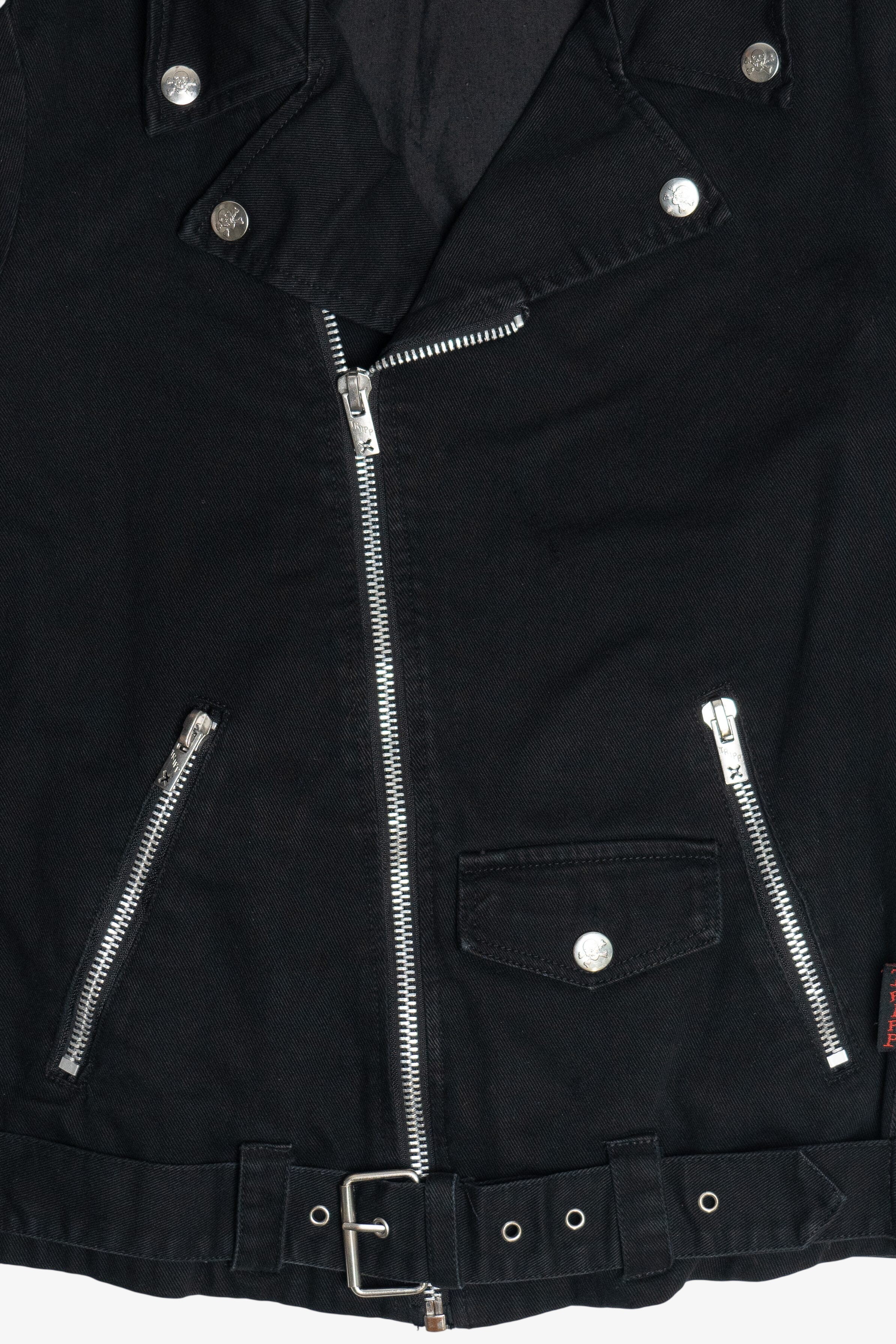 Vintage Black Tripp NYC Denim Motorcycle Jacket (2000s)